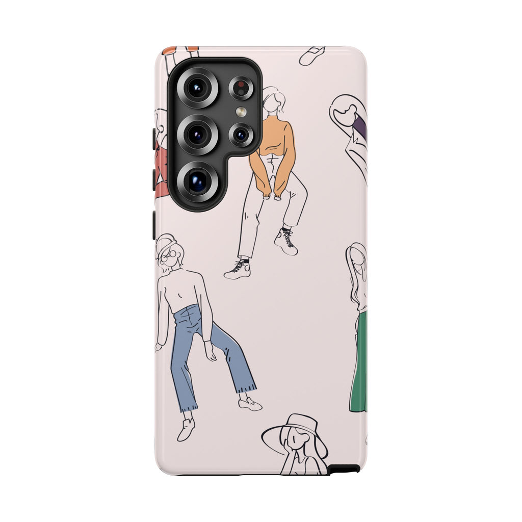 Dancing Women Pattern Phone Case — Chic Pastel Protective Phone Cover