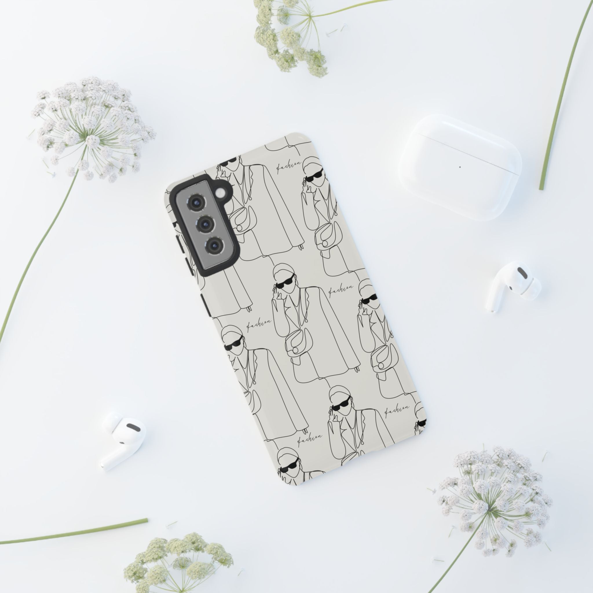 Fashion Sketch Phone Case — Minimalist Chic Designer Pattern