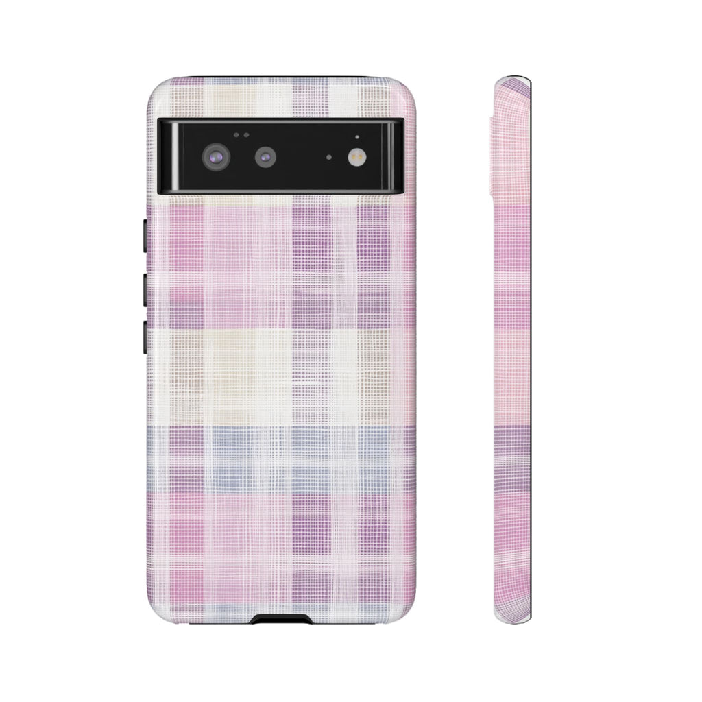 Pink Plaid Phone Case, Trendy Accessories, Birthday, Everyday Use, Tough Cases