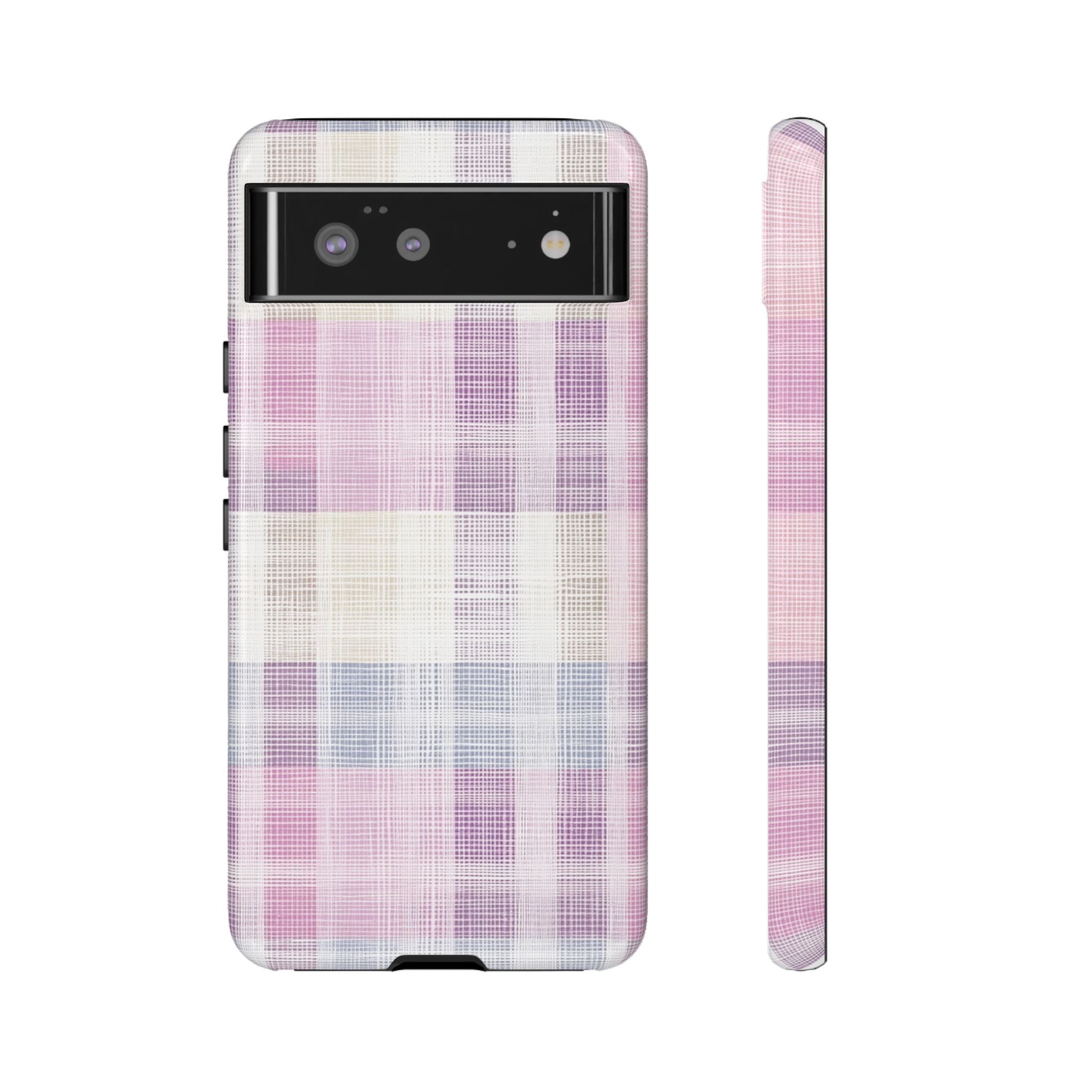 Pink Plaid Phone Case, Trendy Accessories, Birthday, Everyday Use, Tough Cases