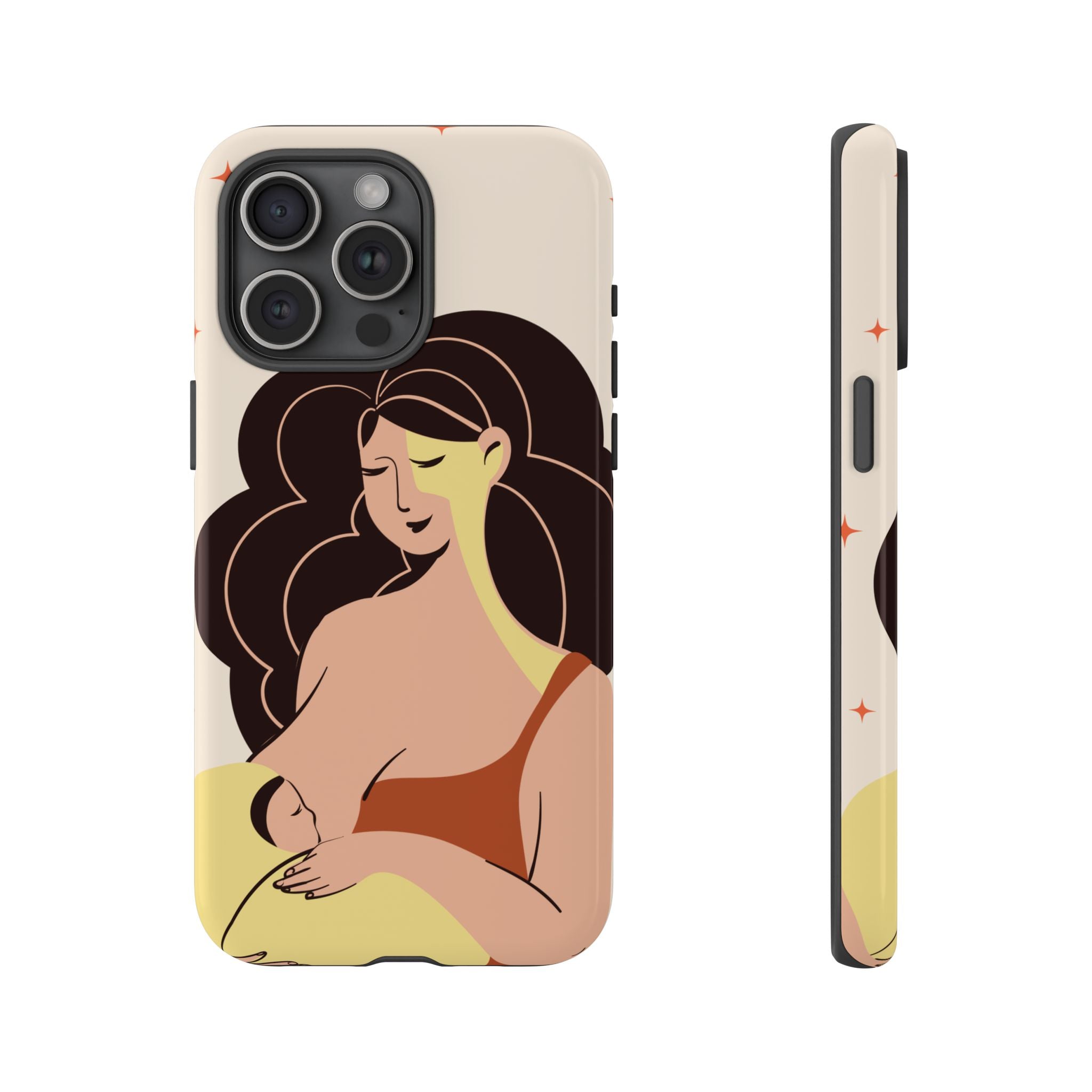 Mother Nursing Baby Illustration, Soft Pastel Mom & Child Protective Cover