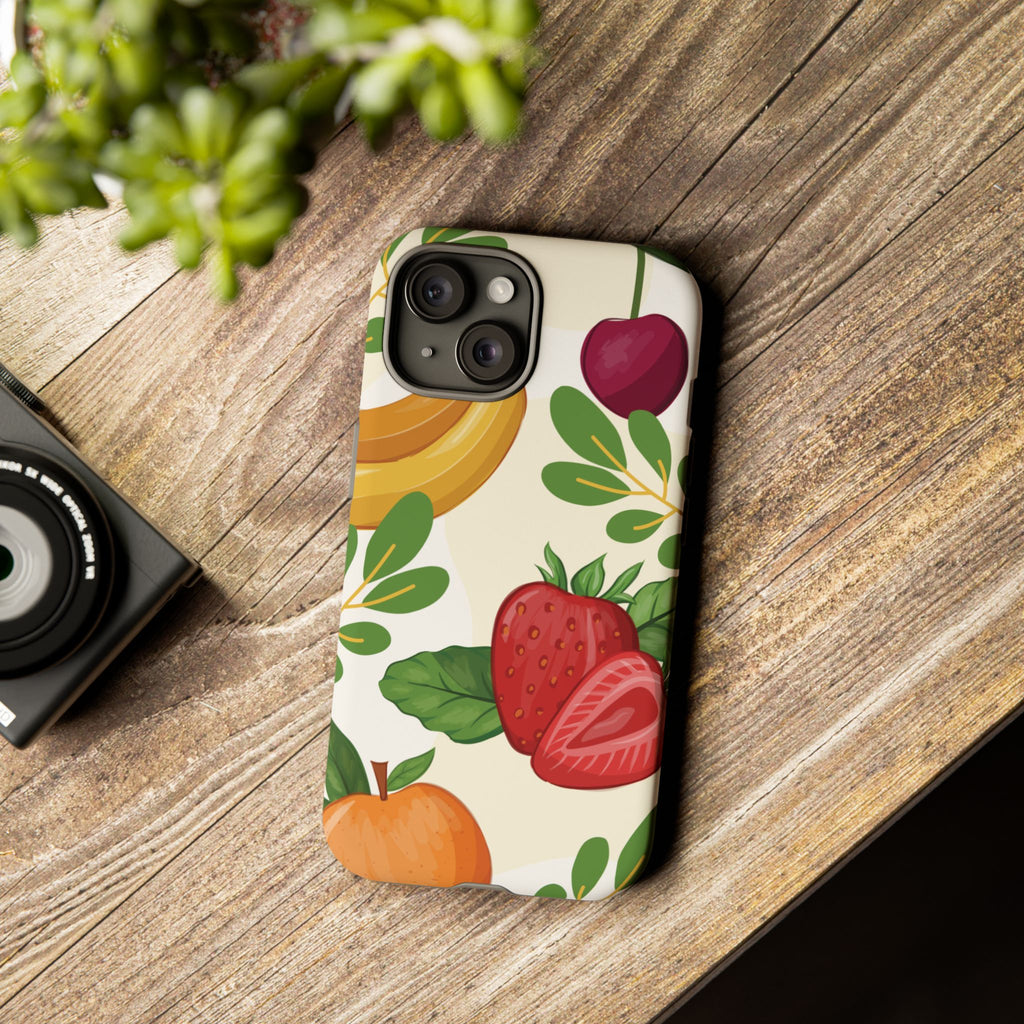 Fruit Pattern Tough Case — Floral Strawberry & Banana Phone Cover