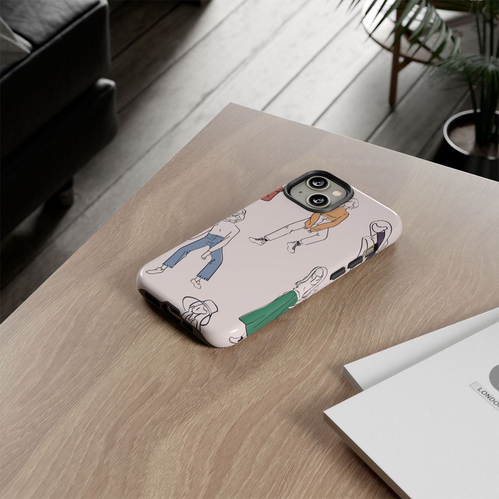 Dancing Women Pattern Phone Case — Chic Pastel Protective Phone Cover