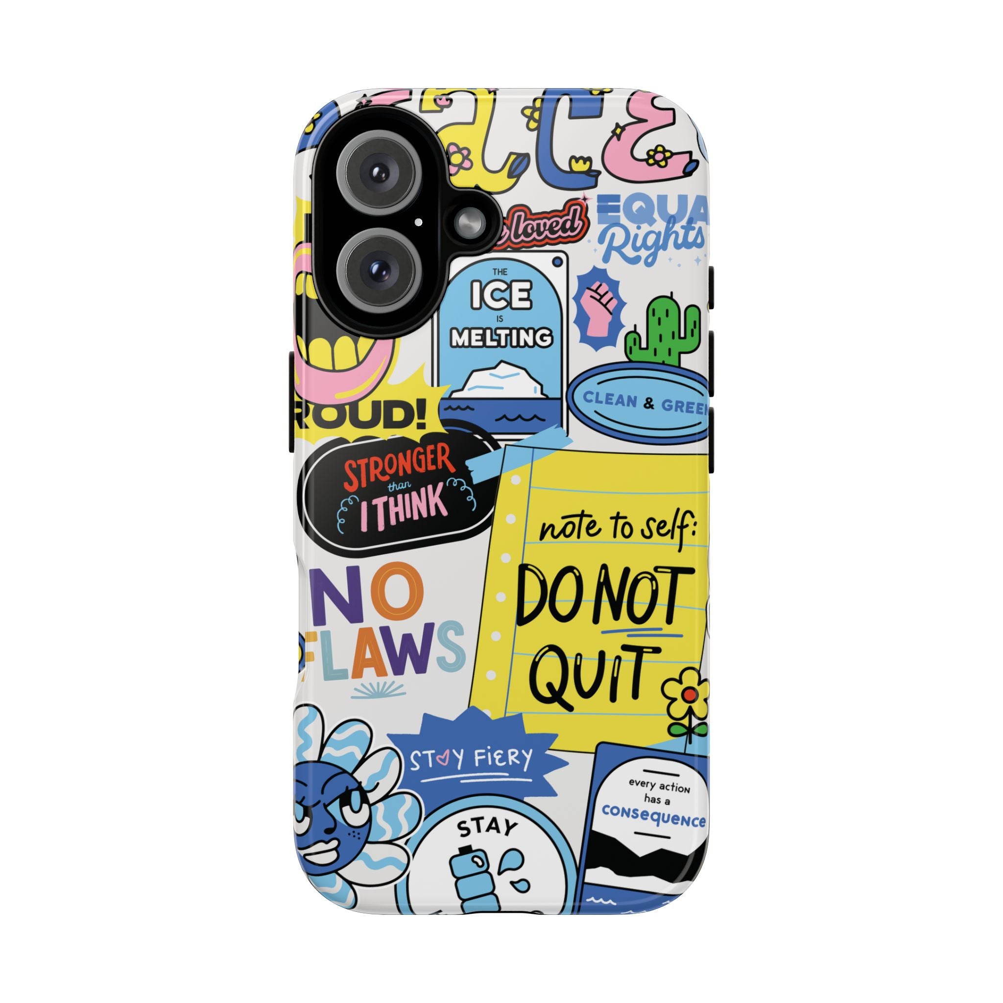 Sticker Collage Phone Case — Motivational "Do Not Quit" Protective Cover
