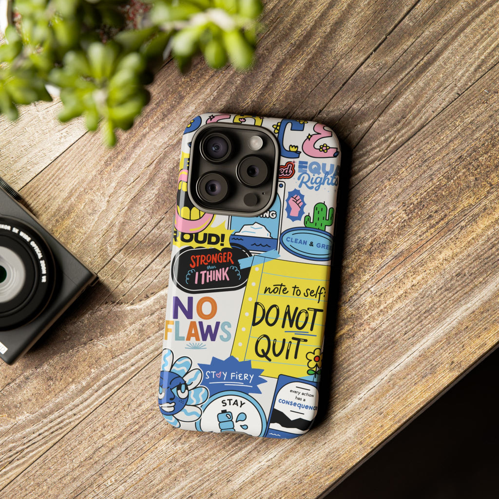 Sticker Collage Phone Case — Motivational "Do Not Quit" Protective Cover