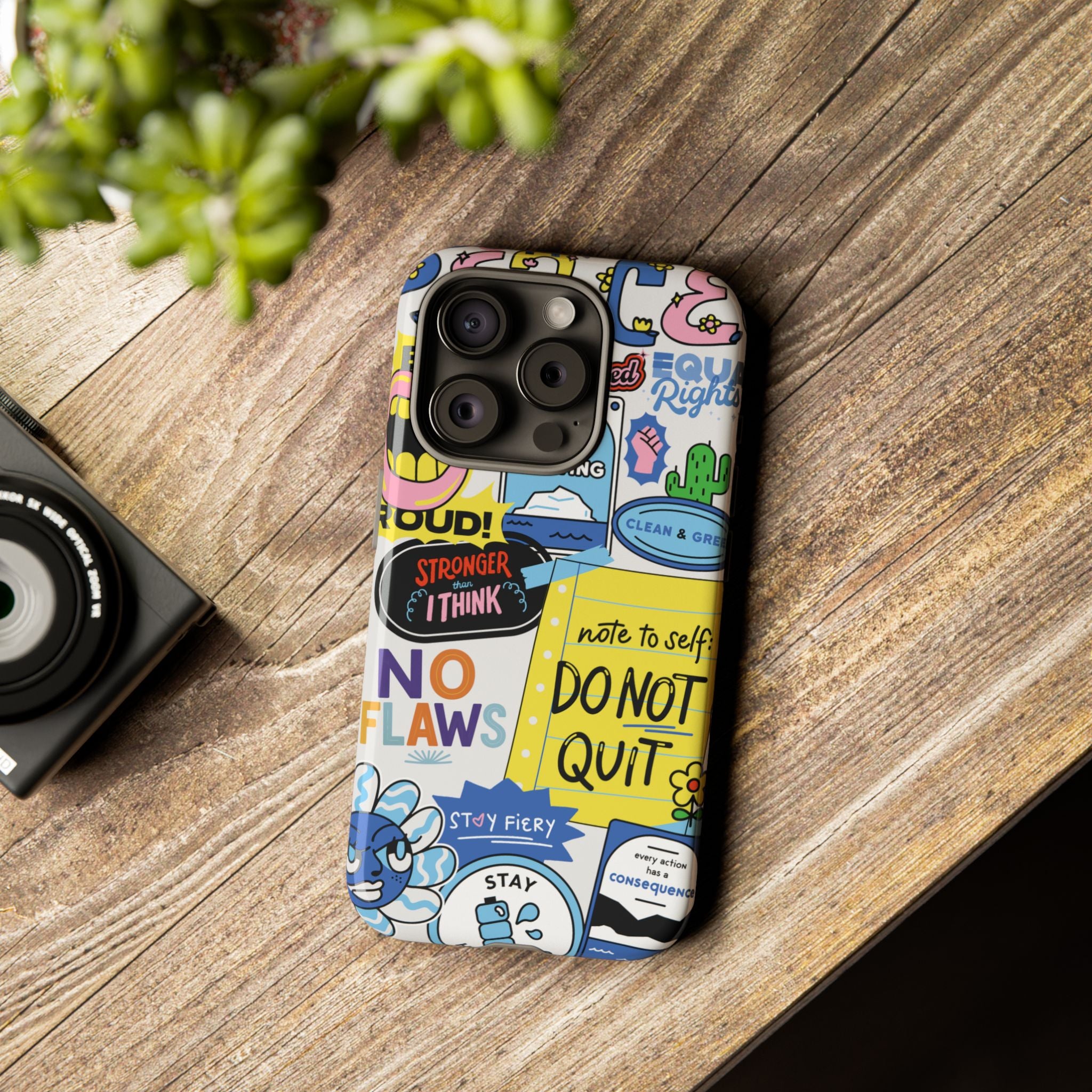 Sticker Collage Phone Case — Motivational "Do Not Quit" Protective Cover