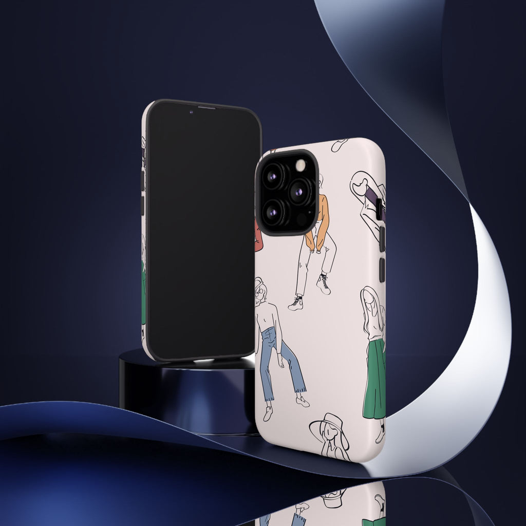 Dancing Women Pattern Phone Case — Chic Pastel Protective Phone Cover