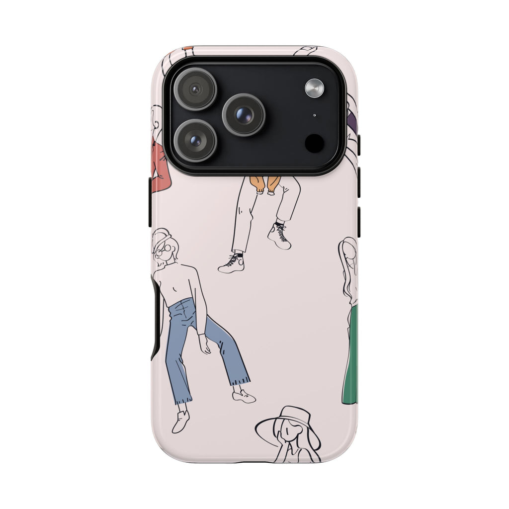 Dancing Women Pattern Phone Case — Chic Pastel Protective Phone Cover