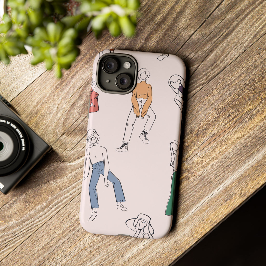 Dancing Women Pattern Phone Case — Chic Pastel Protective Phone Cover