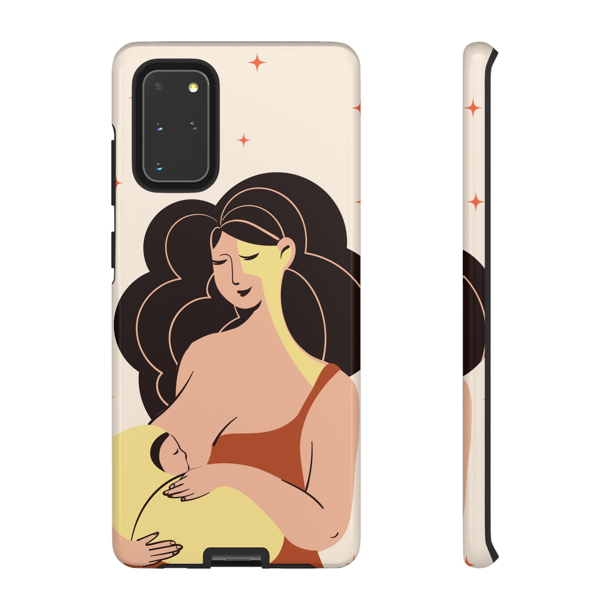 Mother Nursing Baby Illustration, Soft Pastel Mom & Child Protective Cover