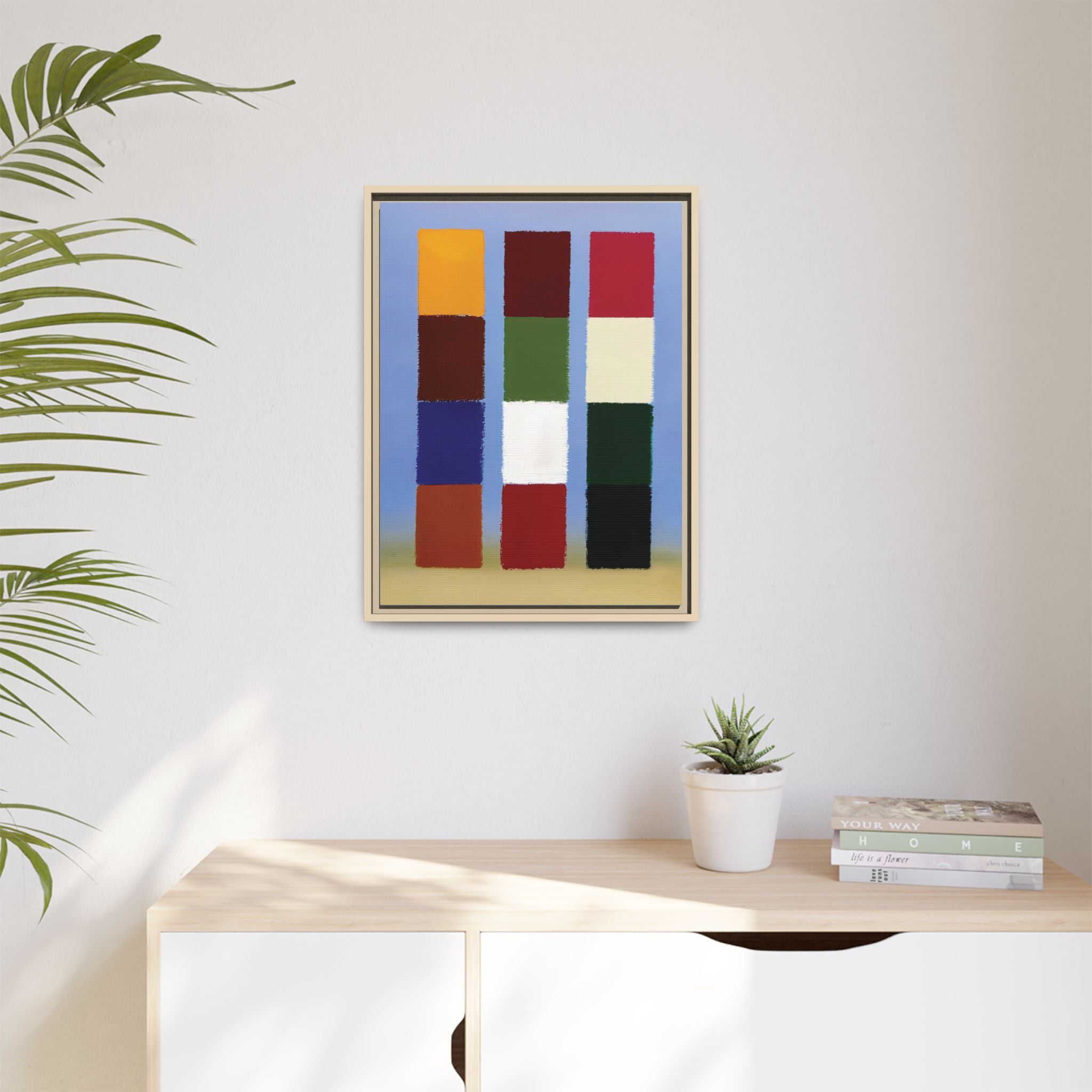 Framed Matte Canvas - Abstract Color Block Wall Art