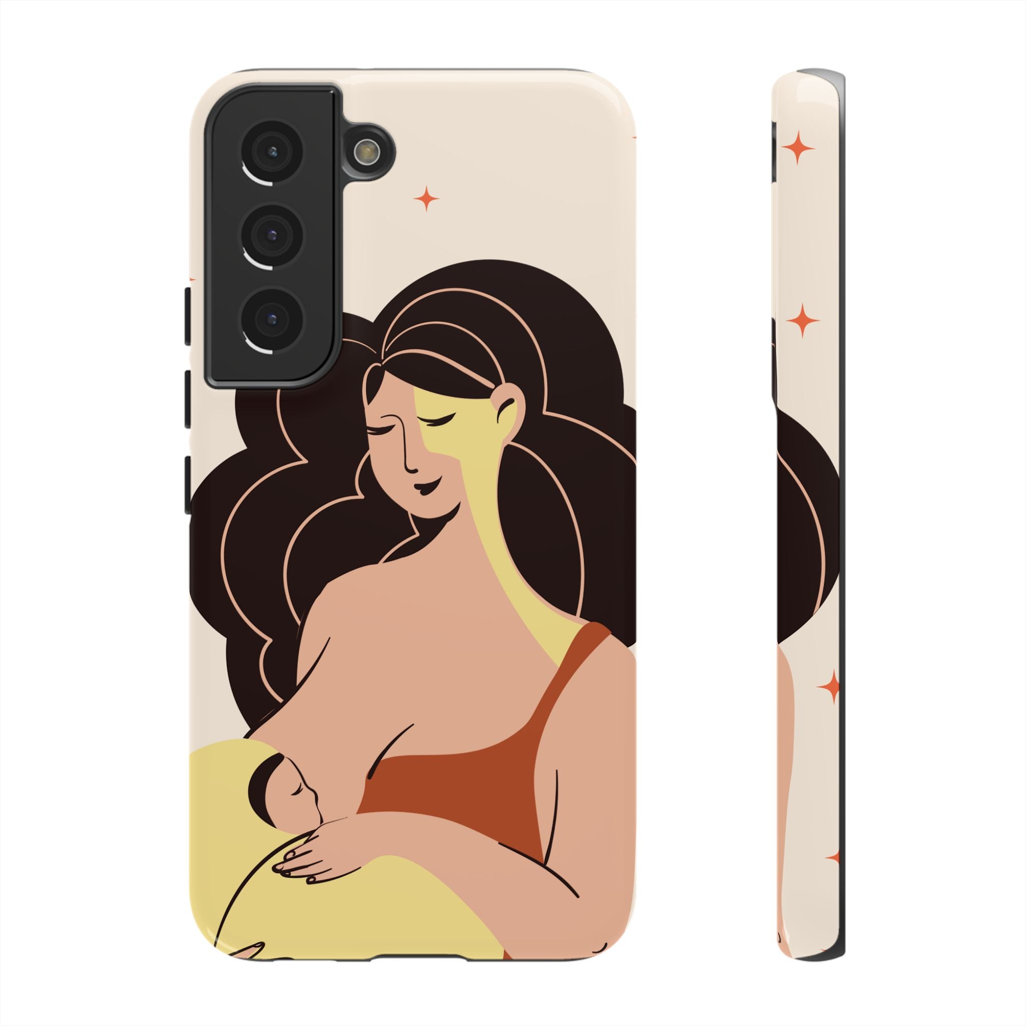 Mother Nursing Baby Illustration, Soft Pastel Mom & Child Protective Cover