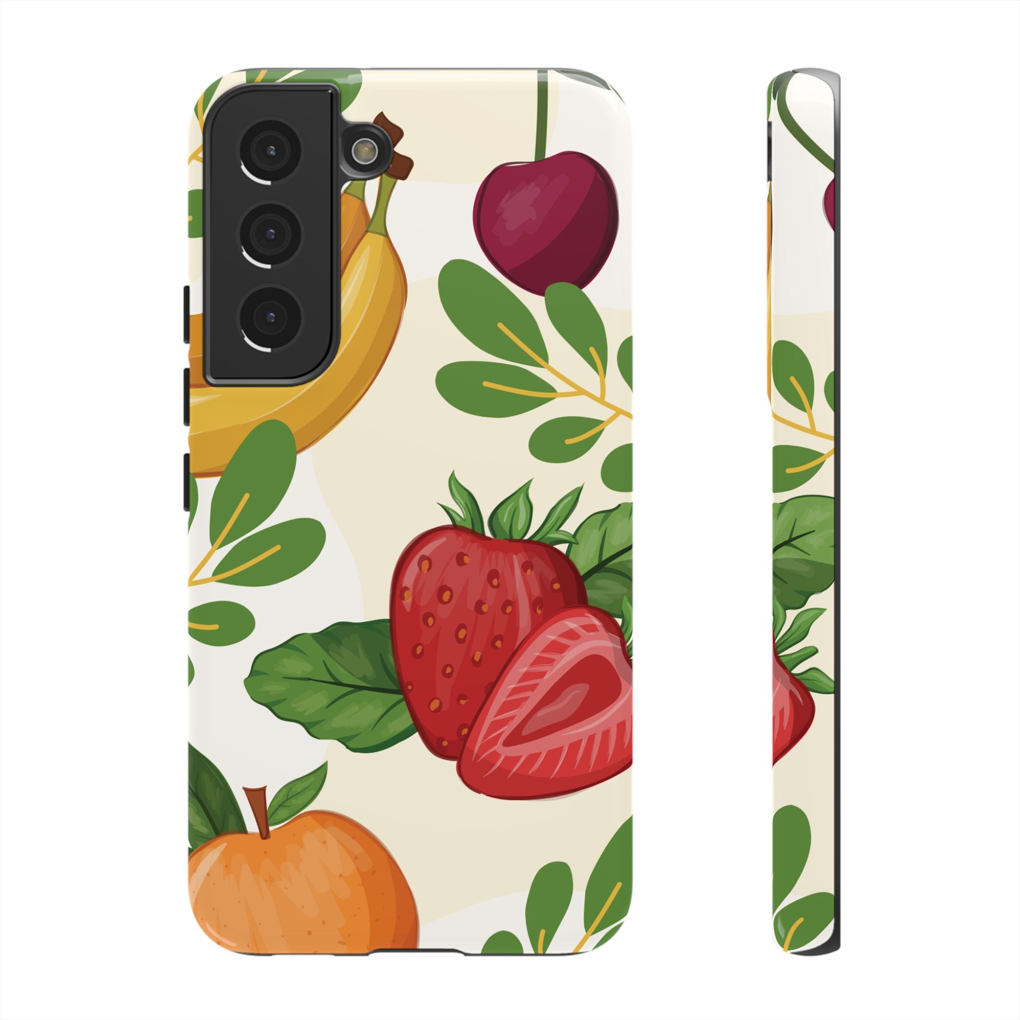 Fruit Pattern Tough Case — Floral Strawberry & Banana Phone Cover