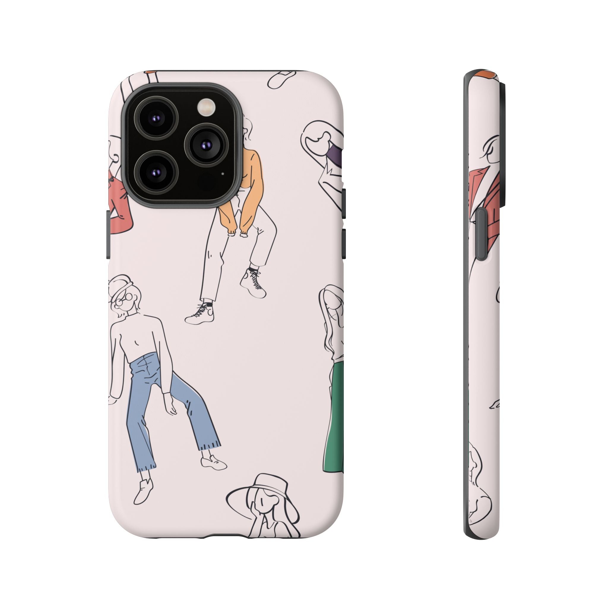 Dancing Women Pattern Phone Case — Chic Pastel Protective Phone Cover
