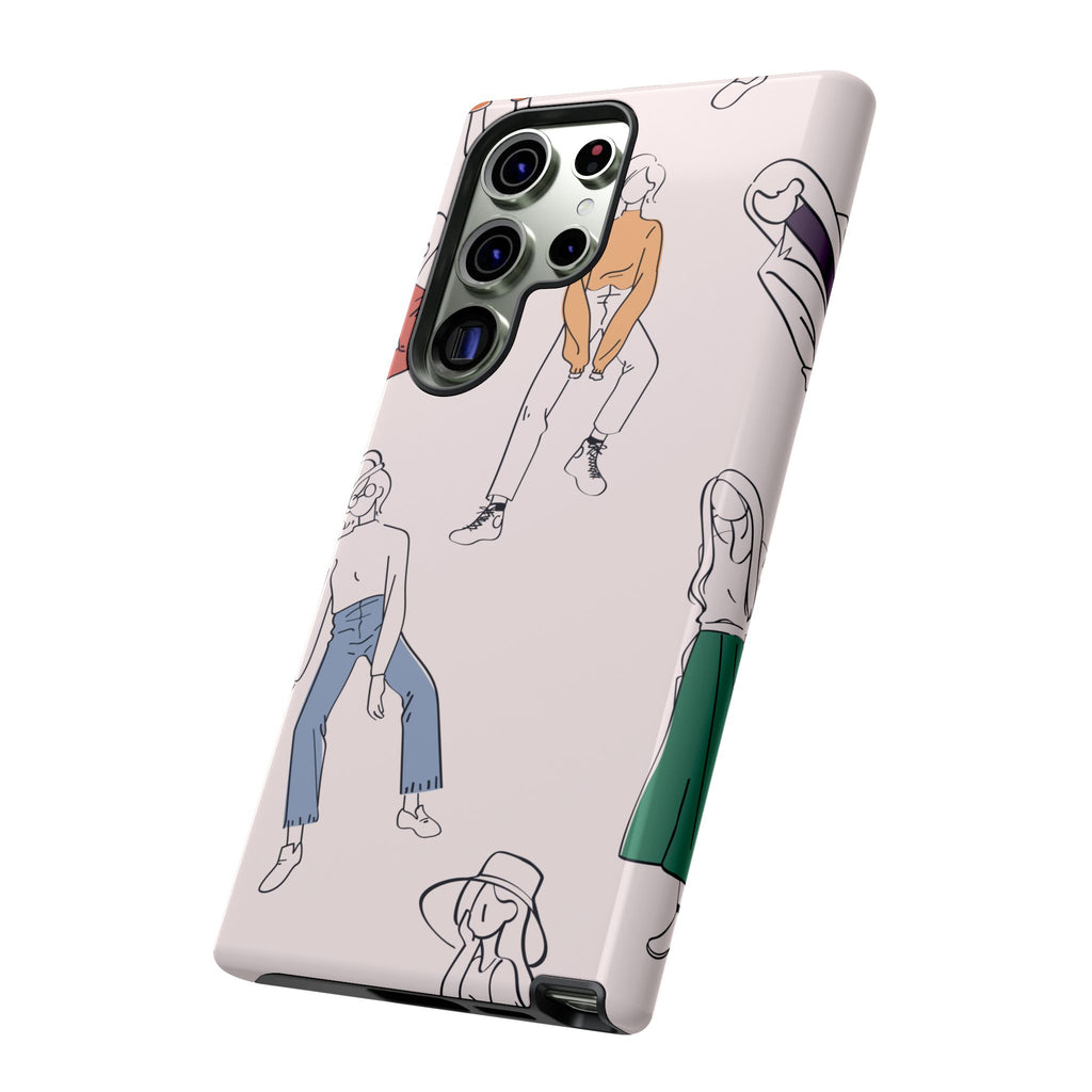 Dancing Women Pattern Phone Case — Chic Pastel Protective Phone Cover