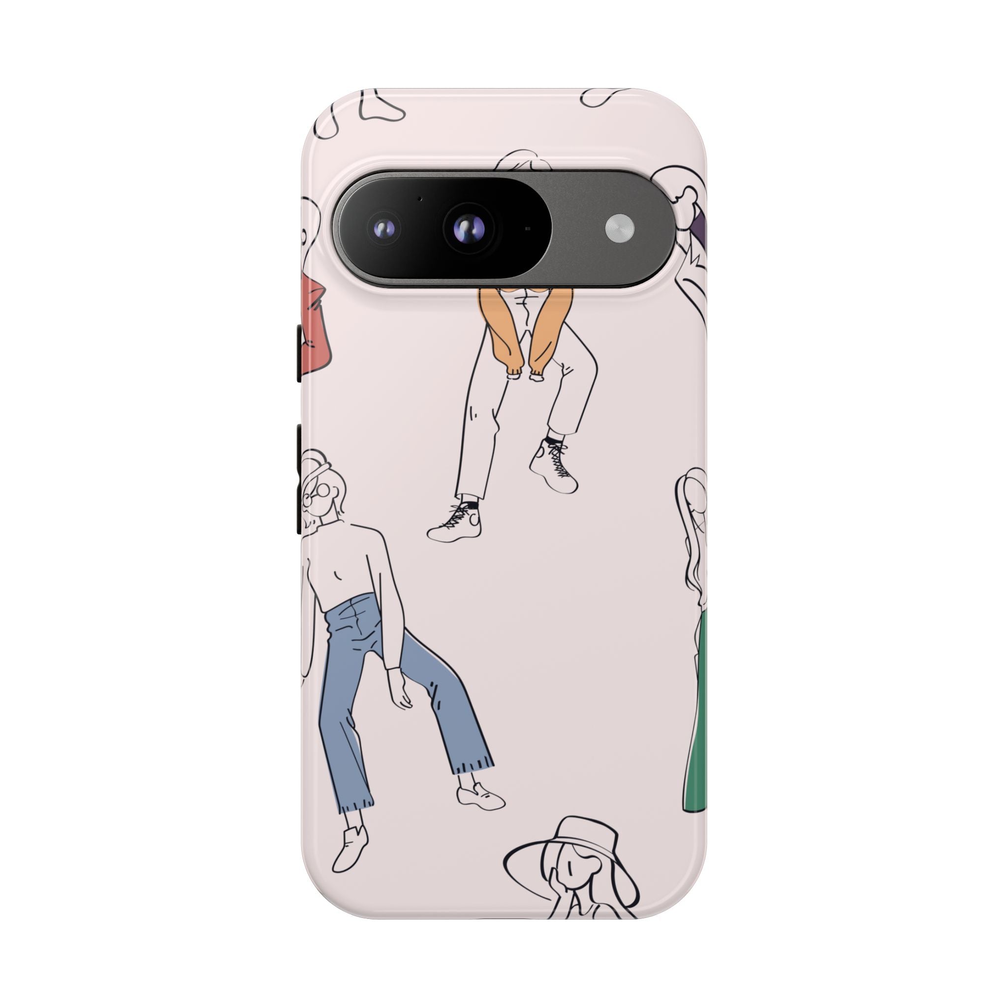 Dancing Women Pattern Phone Case — Chic Pastel Protective Phone Cover