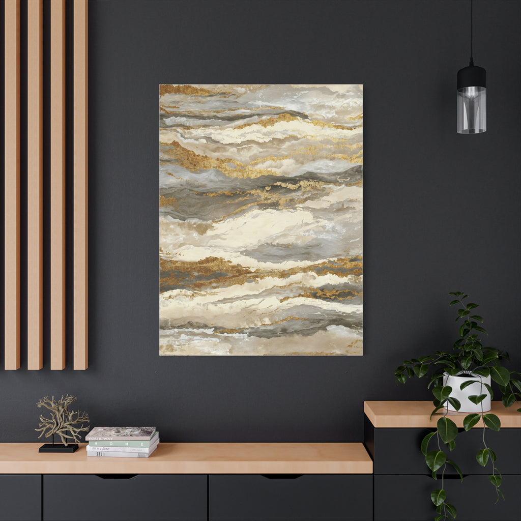Abstract Gold Marble Canvas Print — Neutral Earth-Tone Wall Art