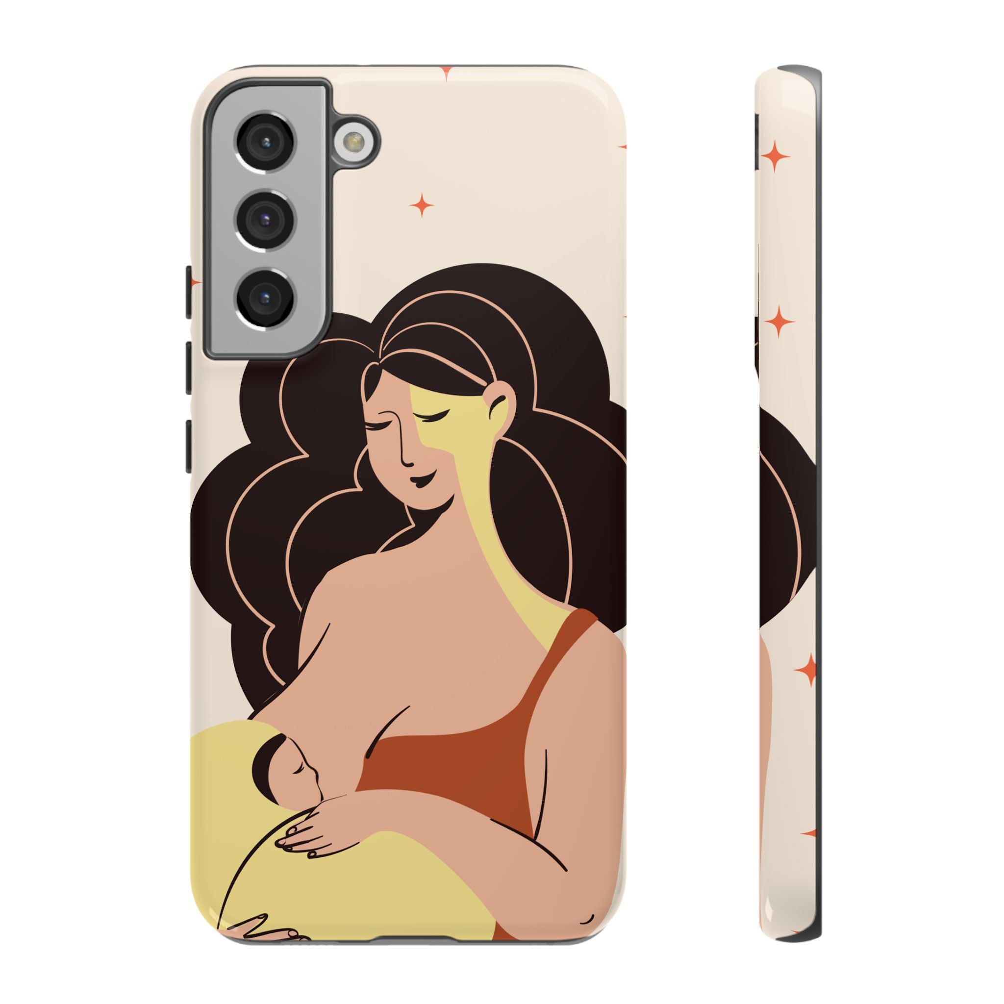 Mother Nursing Baby Illustration, Soft Pastel Mom & Child Protective Cover