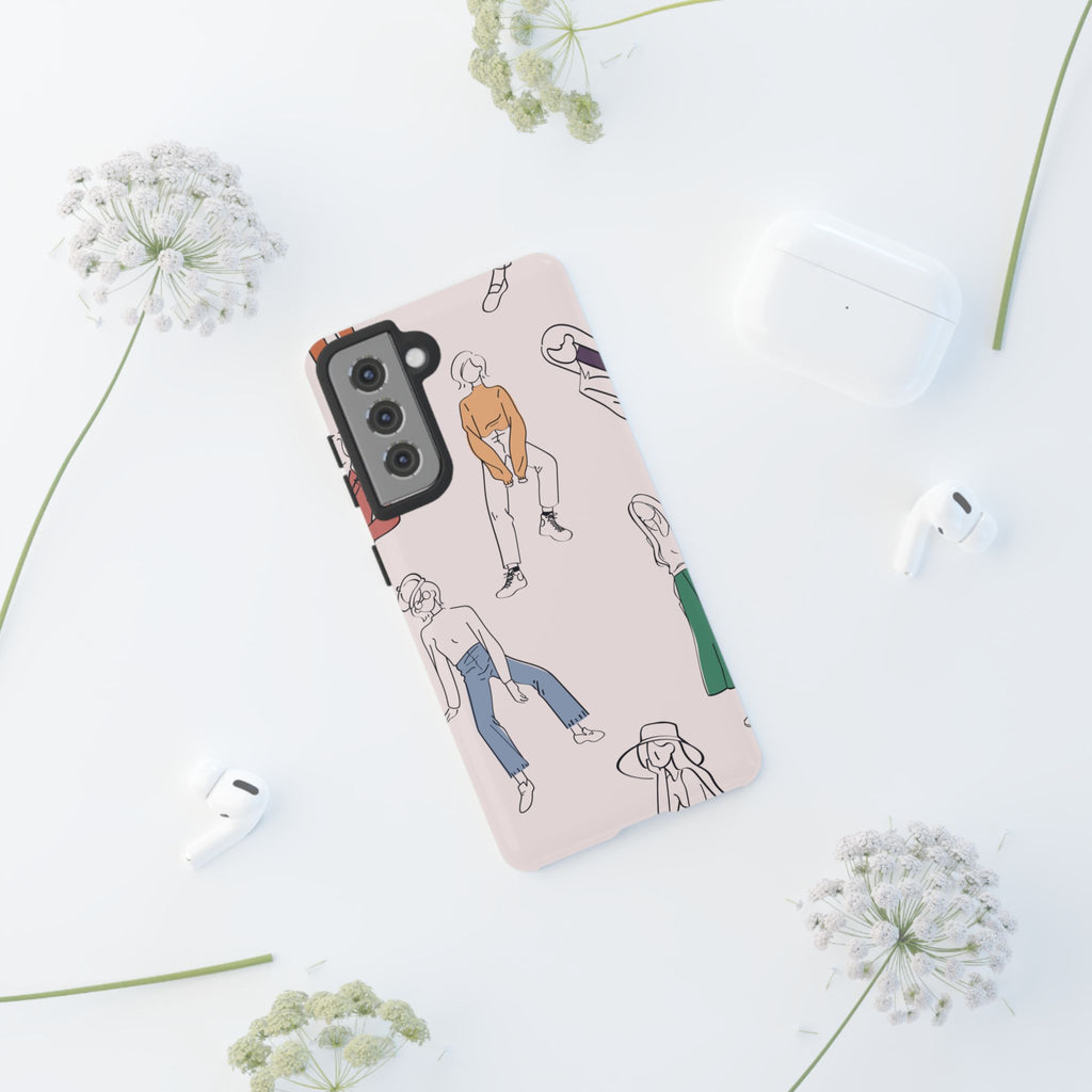 Dancing Women Pattern Phone Case — Chic Pastel Protective Phone Cover