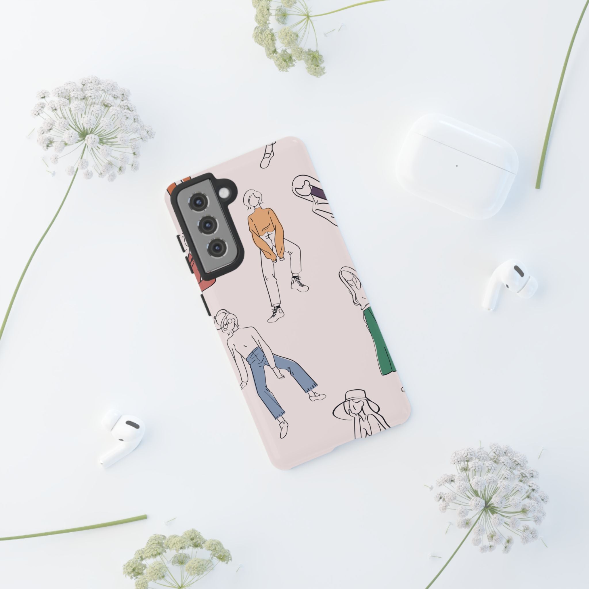 Dancing Women Pattern Phone Case — Chic Pastel Protective Phone Cover