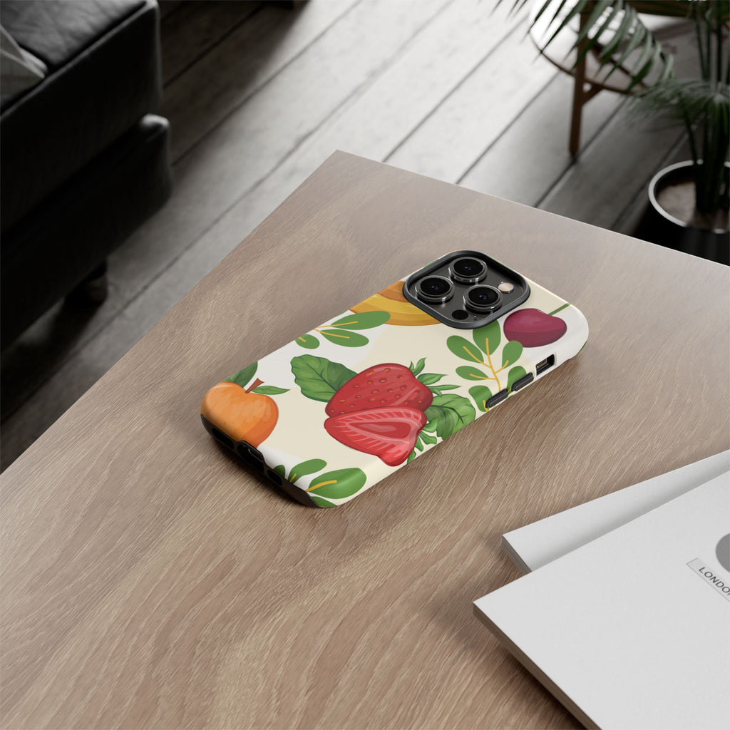 Fruit Pattern Tough Case — Floral Strawberry & Banana Phone Cover