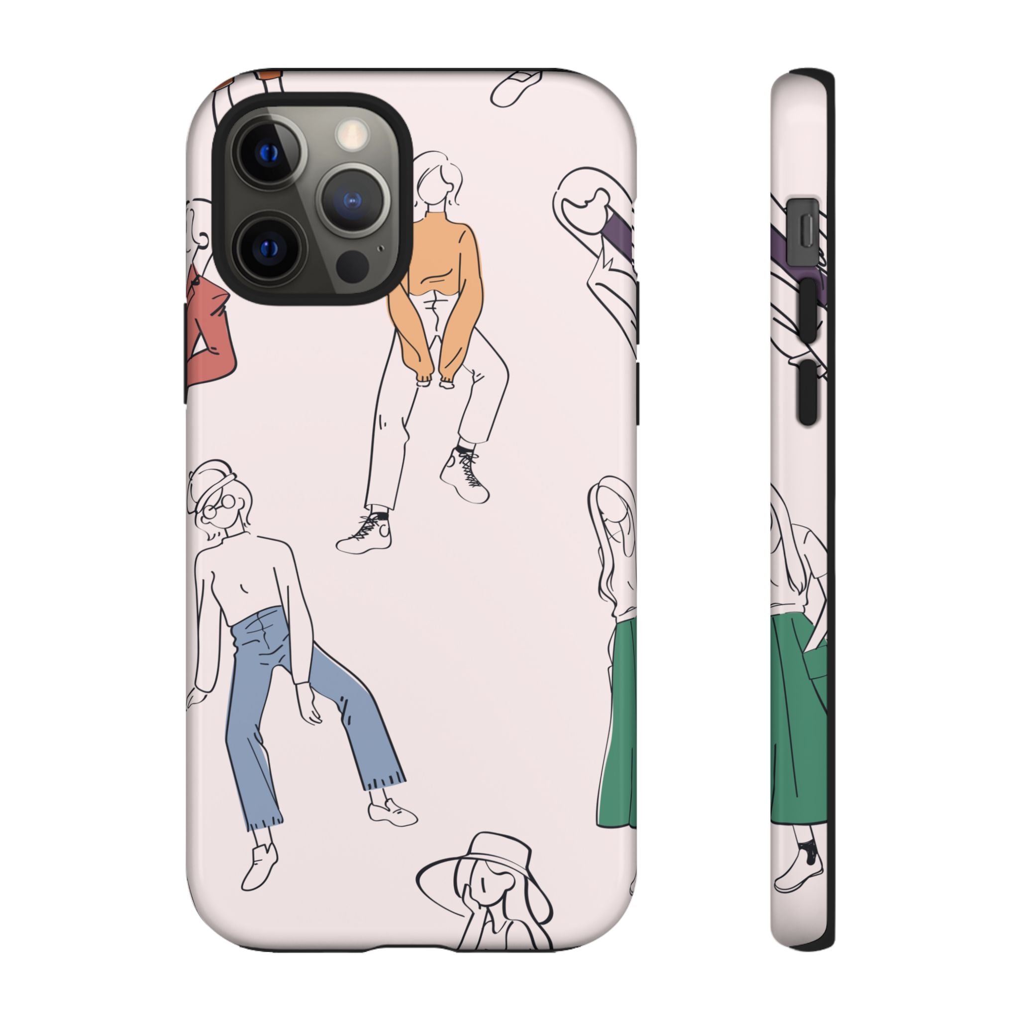 Dancing Women Pattern Phone Case — Chic Pastel Protective Phone Cover