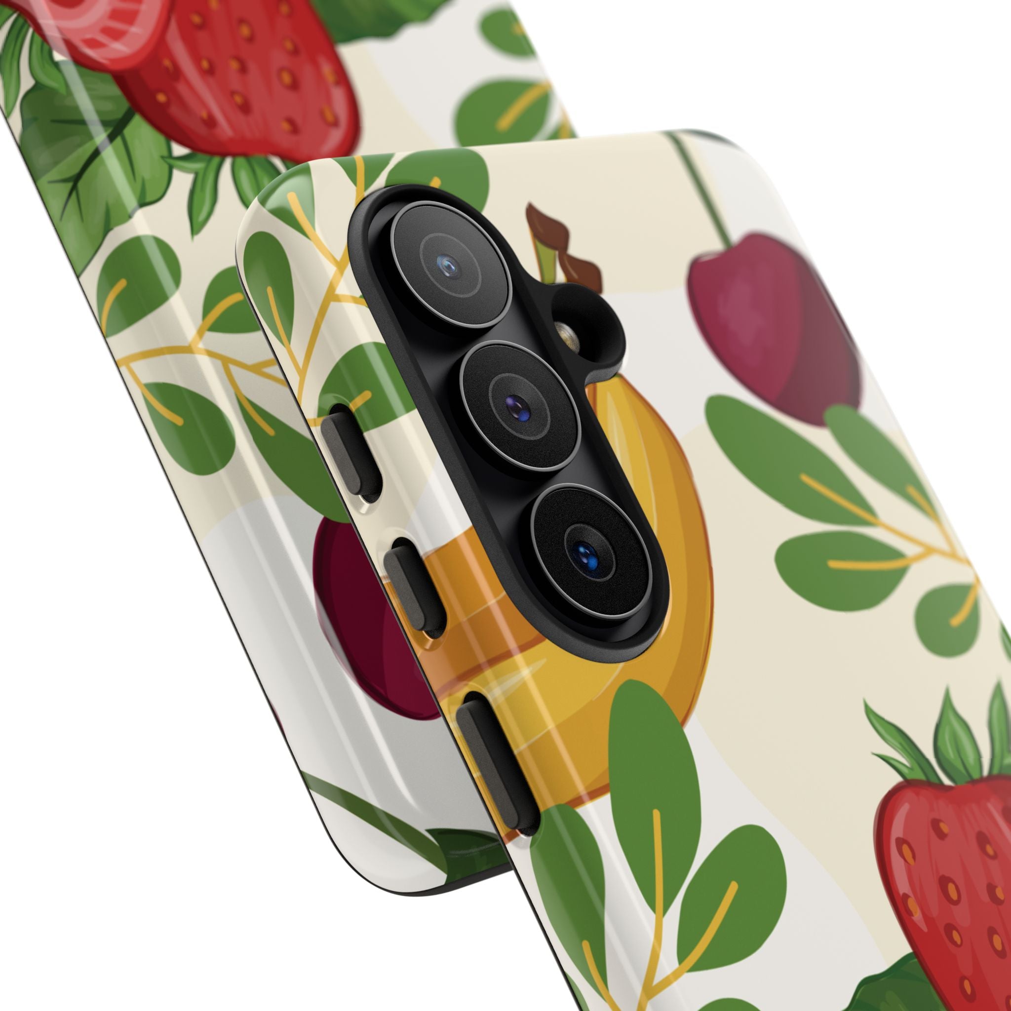 Fruit Pattern Tough Case — Floral Strawberry & Banana Phone Cover