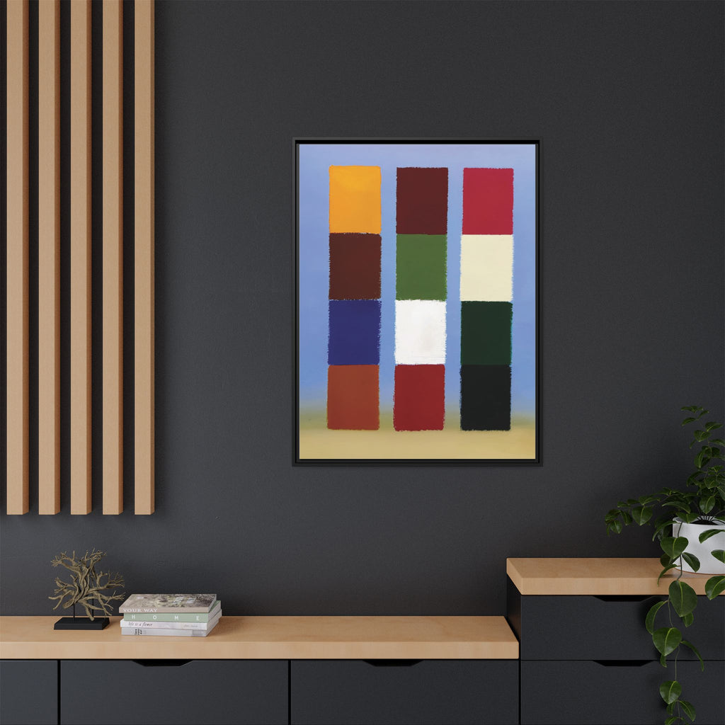 Framed Matte Canvas - Abstract Color Block Wall Art