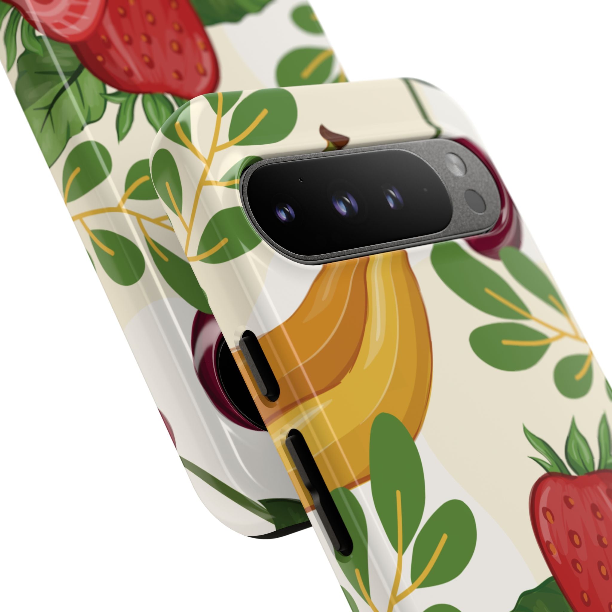 Fruit Pattern Tough Case — Floral Strawberry & Banana Phone Cover