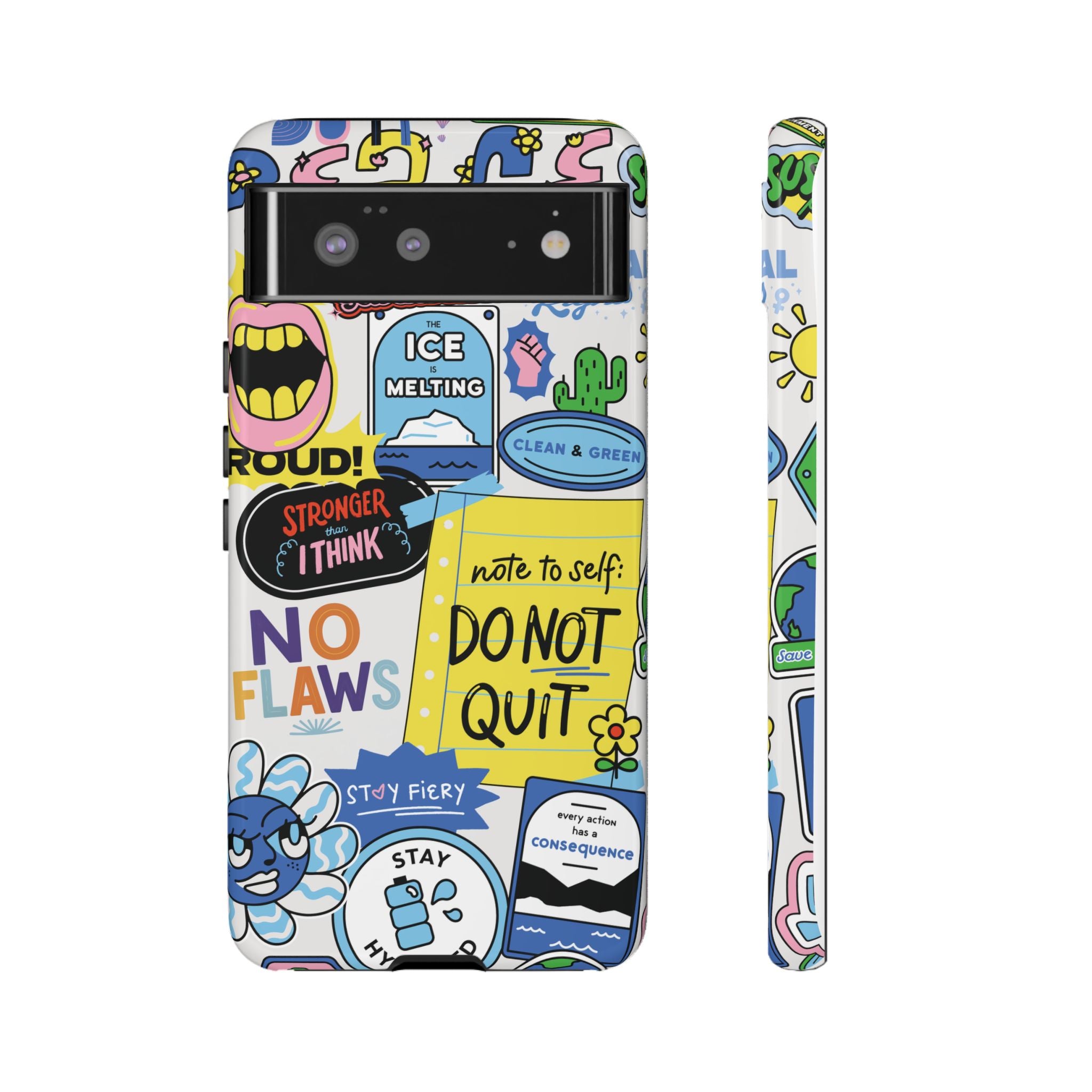 Sticker Collage Phone Case — Motivational "Do Not Quit" Protective Cover