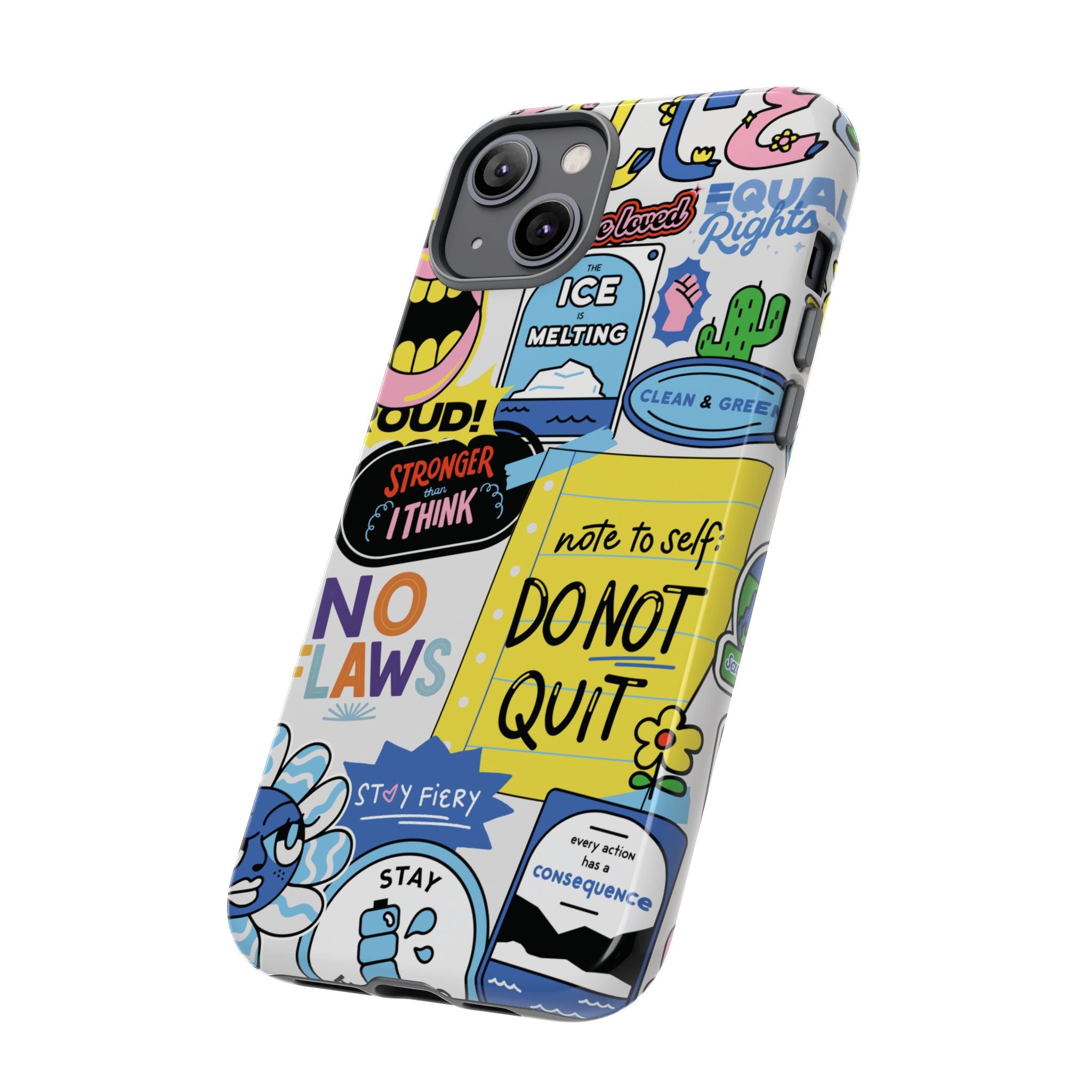 Sticker Collage Phone Case — Motivational "Do Not Quit" Protective Cover