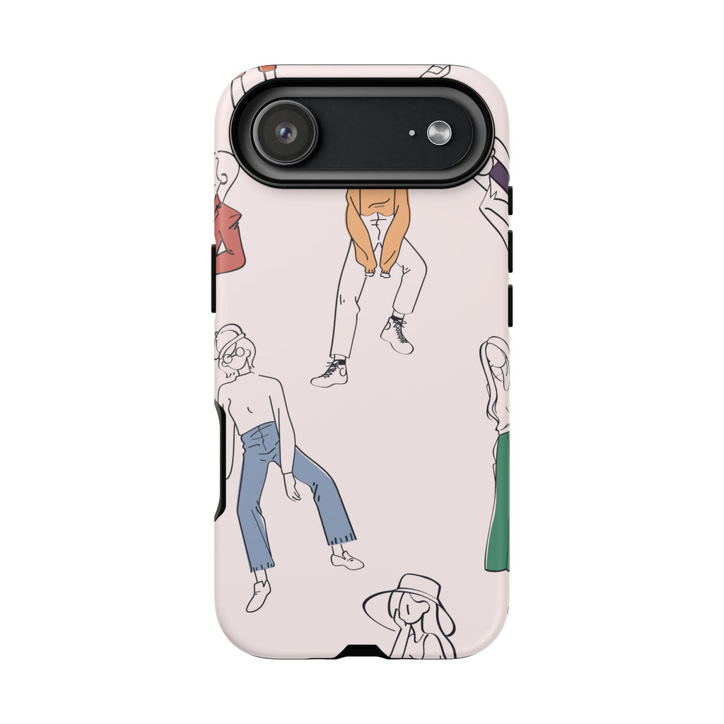 Dancing Women Pattern Phone Case — Chic Pastel Protective Phone Cover