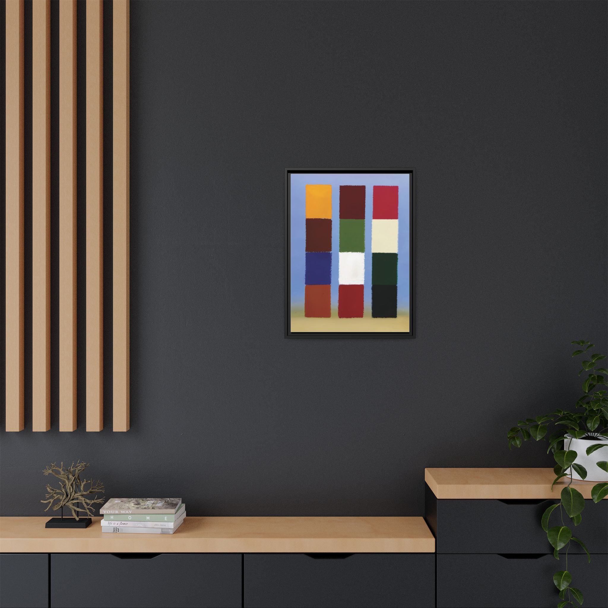 Framed Matte Canvas - Abstract Color Block Wall Art