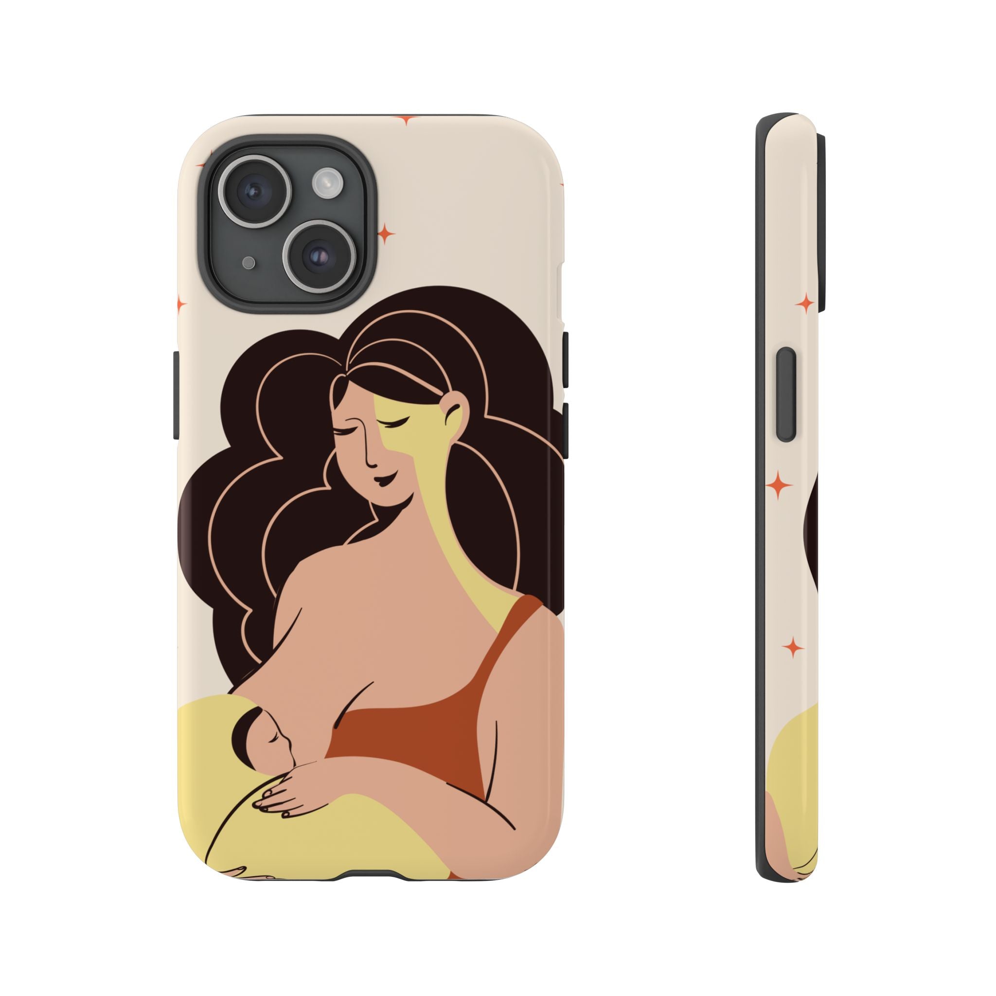 Mother Nursing Baby Illustration, Soft Pastel Mom & Child Protective Cover