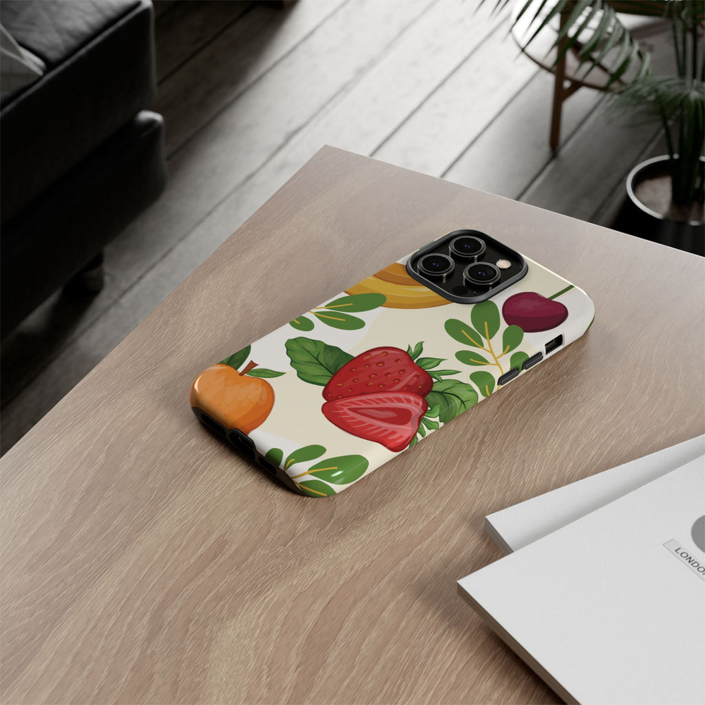 Fruit Pattern Tough Case — Floral Strawberry & Banana Phone Cover