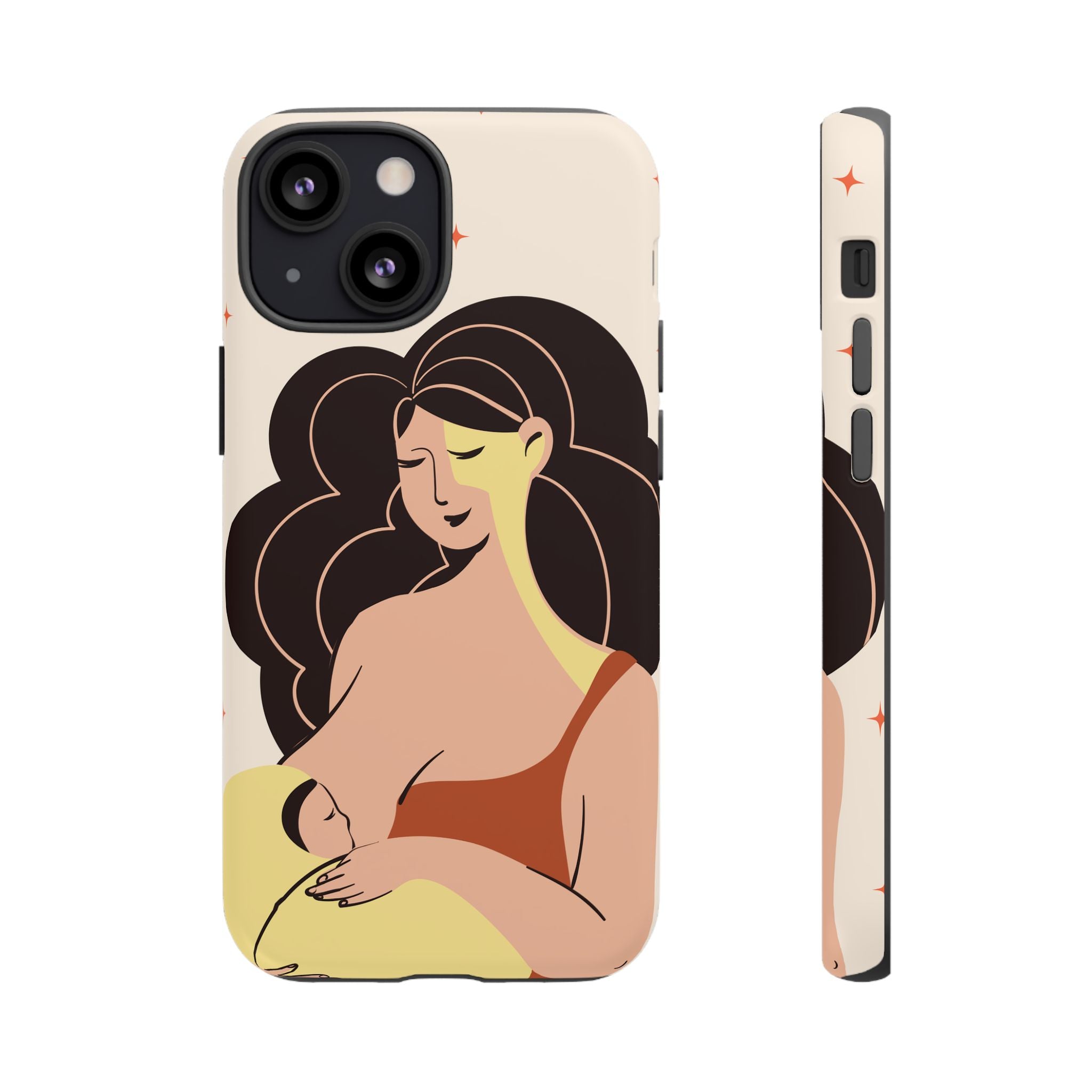 Mother Nursing Baby Illustration, Soft Pastel Mom & Child Protective Cover