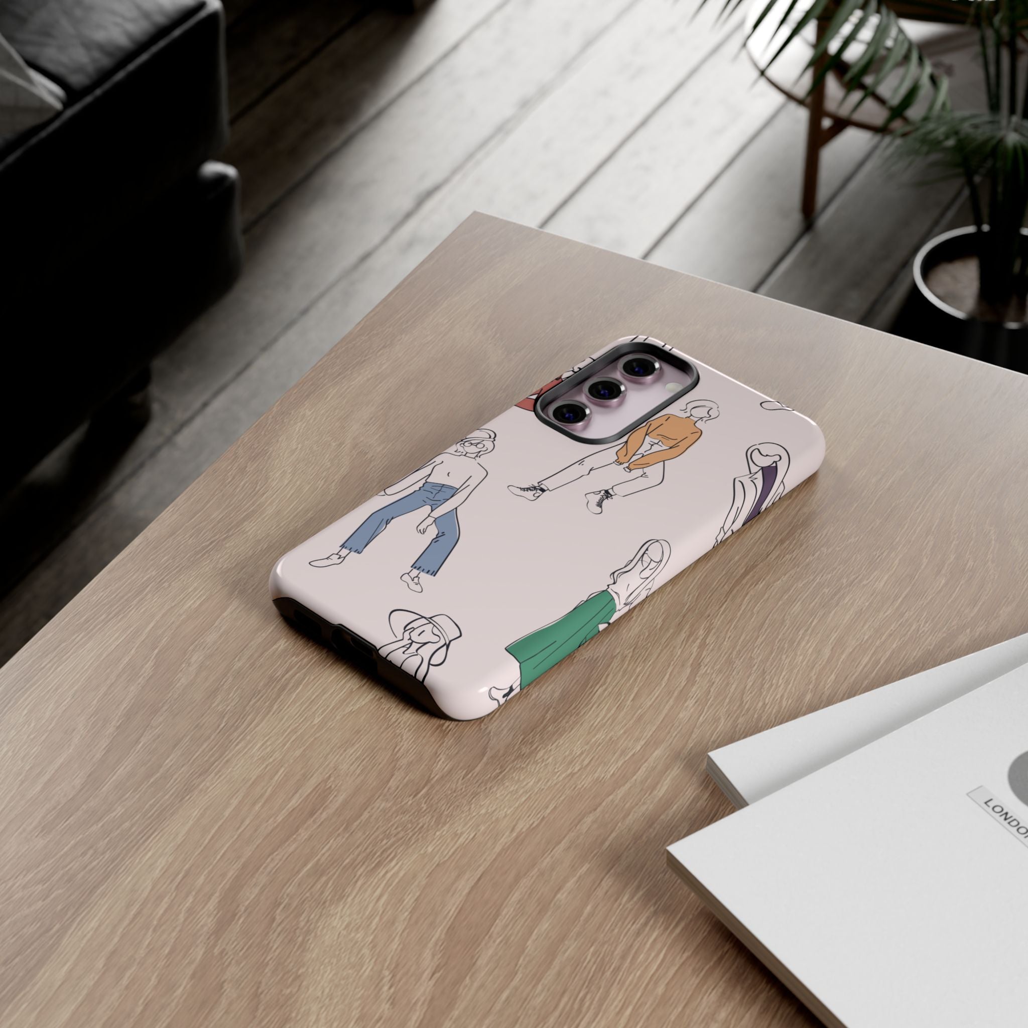 Dancing Women Pattern Phone Case — Chic Pastel Protective Phone Cover