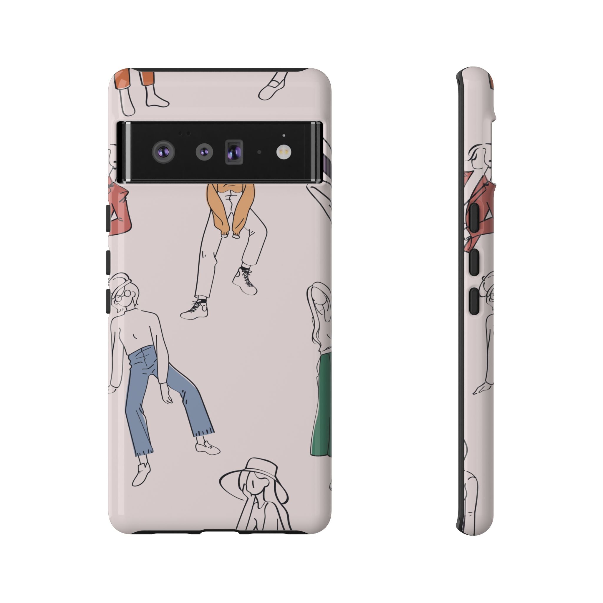 Dancing Women Pattern Phone Case — Chic Pastel Protective Phone Cover