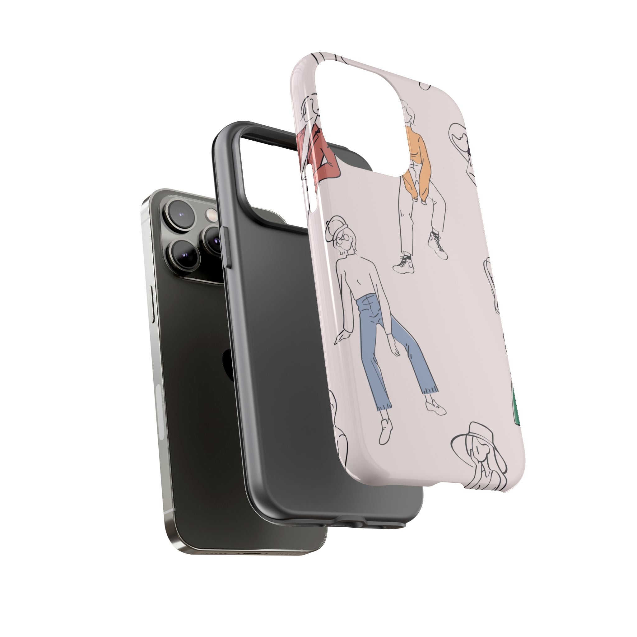 Dancing Women Pattern Phone Case — Chic Pastel Protective Phone Cover