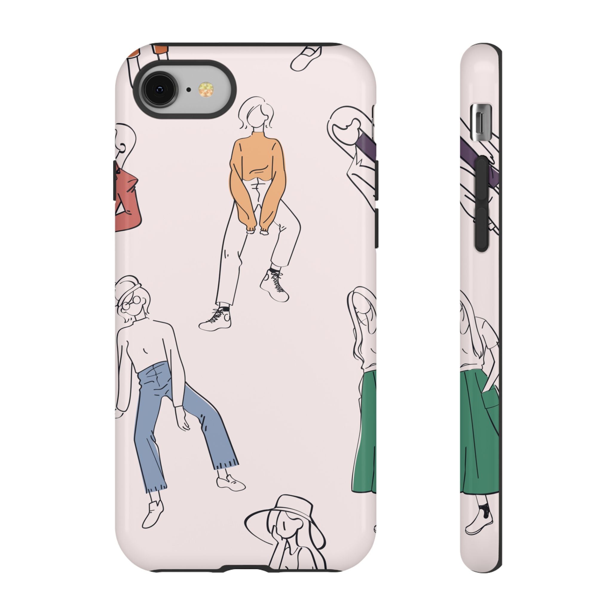 Dancing Women Pattern Phone Case — Chic Pastel Protective Phone Cover