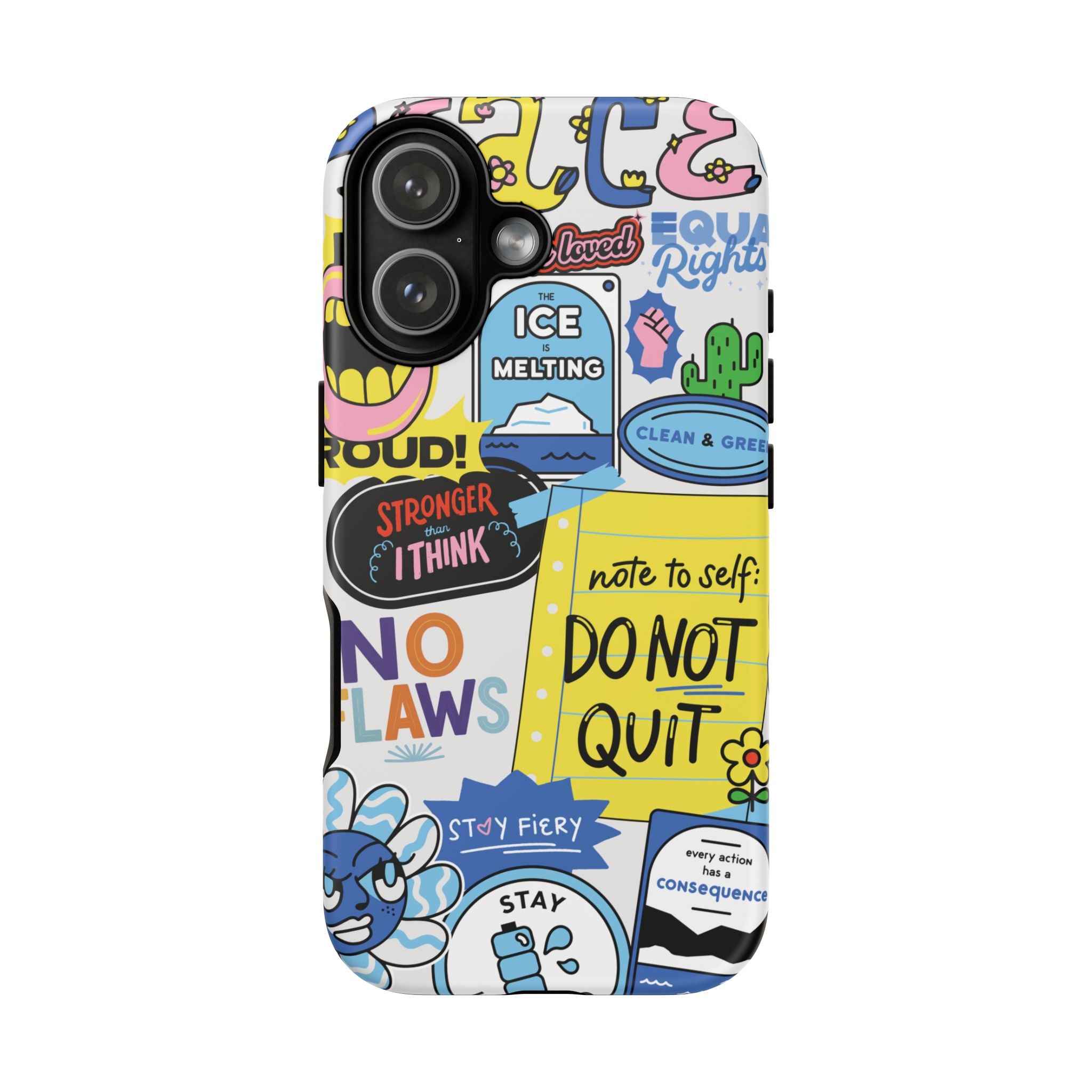 Sticker Collage Phone Case — Motivational "Do Not Quit" Protective Cover