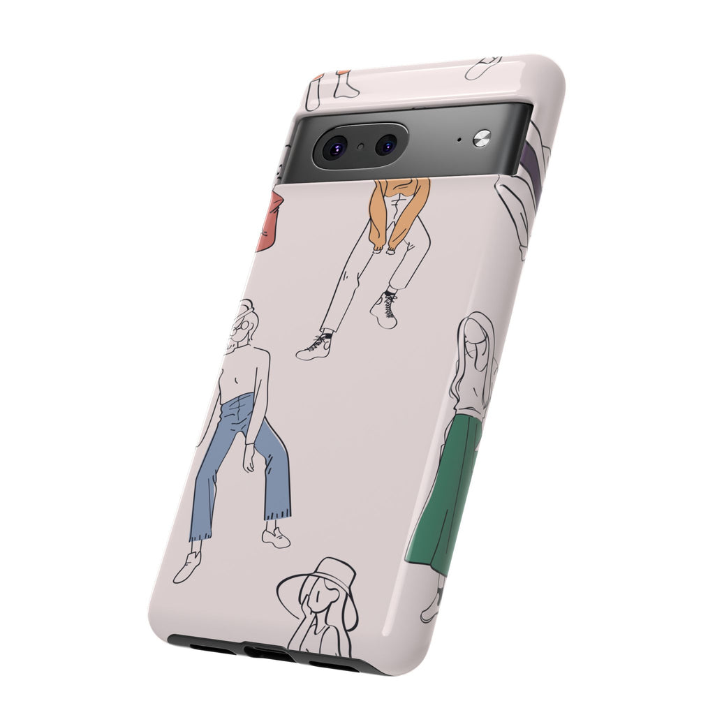 Dancing Women Pattern Phone Case — Chic Pastel Protective Phone Cover