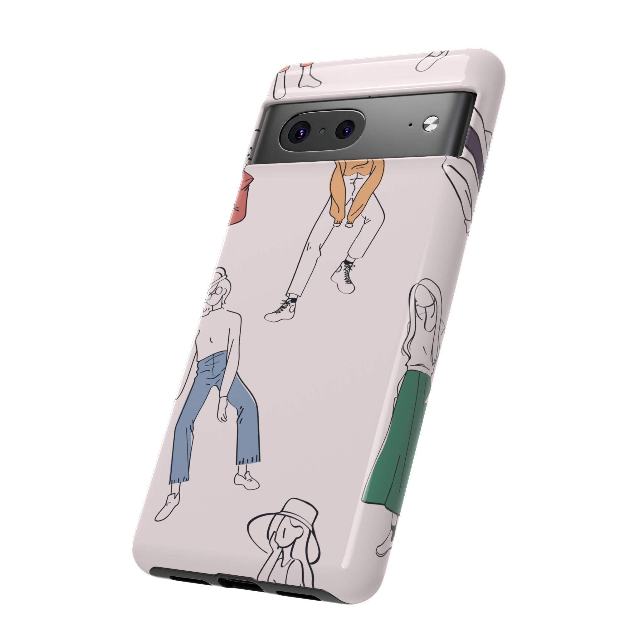 Dancing Women Pattern Phone Case — Chic Pastel Protective Phone Cover