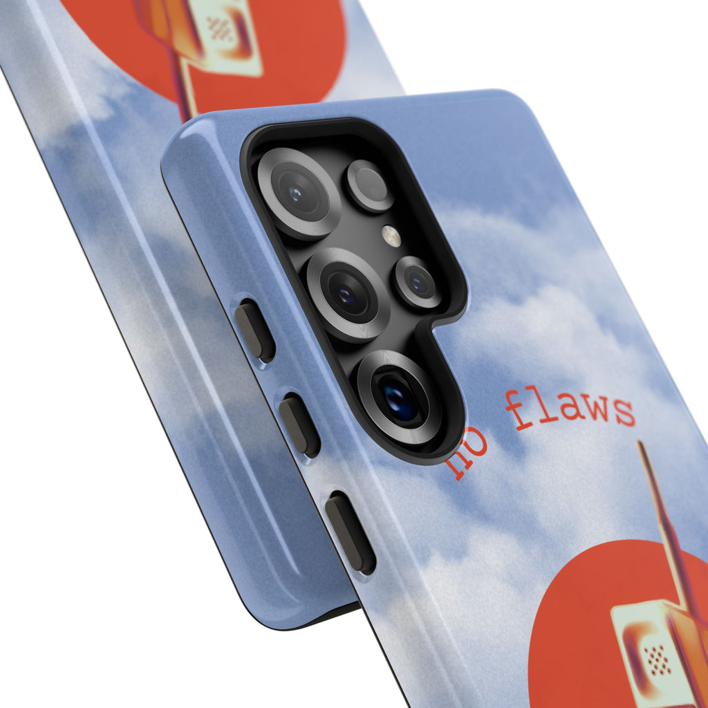 Retro “No Flaws” Phone Tough Case — Vintage 90s Aesthetic Protective Phone Case