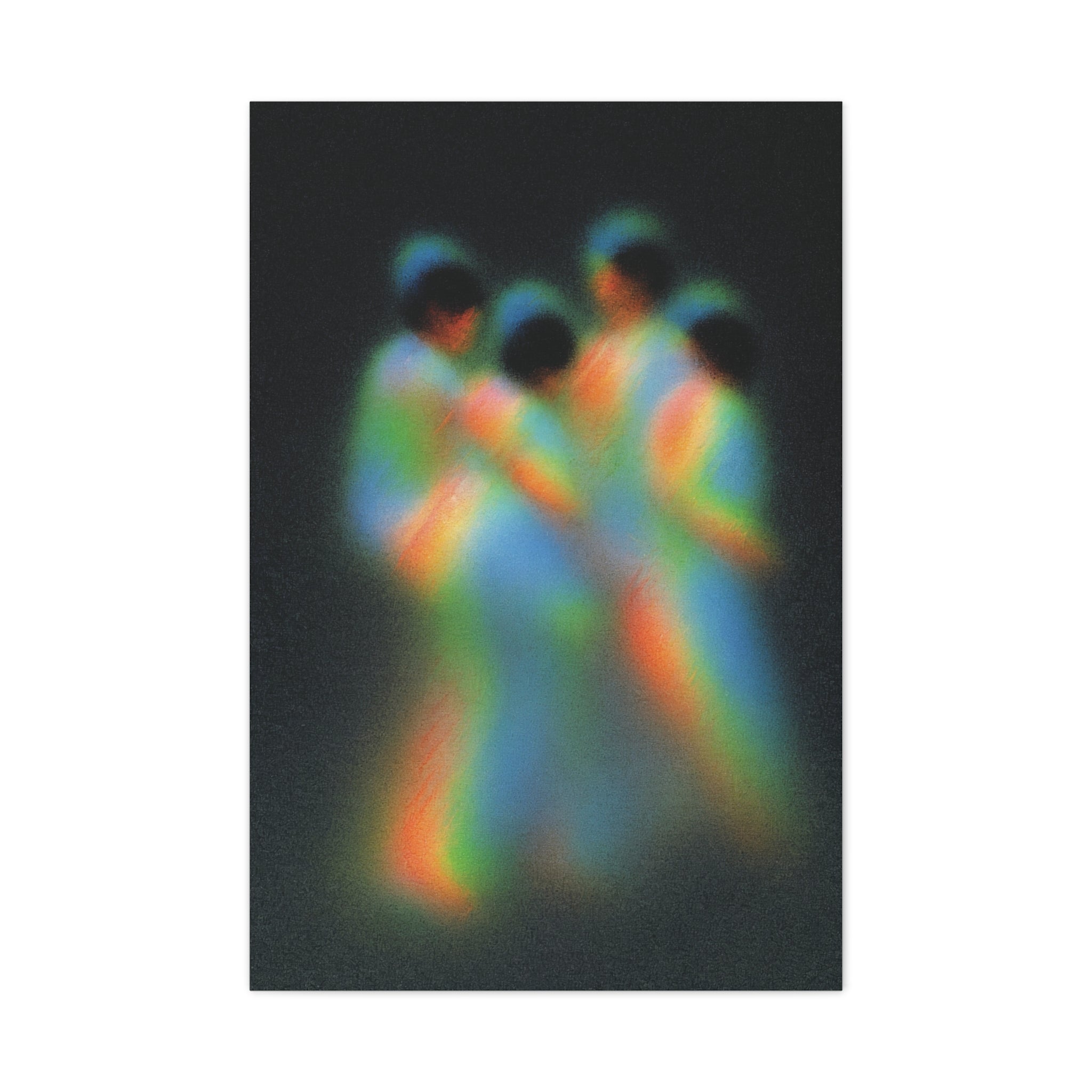 Abstract Rainbow Figures Matte Canvas Art – Colorful Blurred Dance Wall Decor