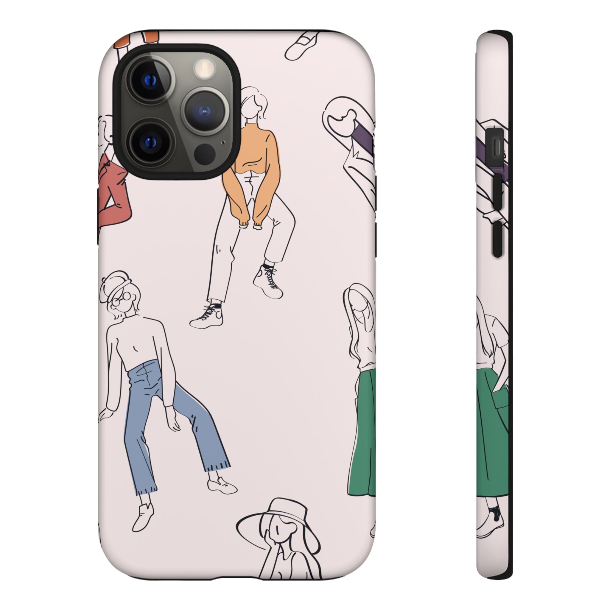 Dancing Women Pattern Phone Case — Chic Pastel Protective Phone Cover