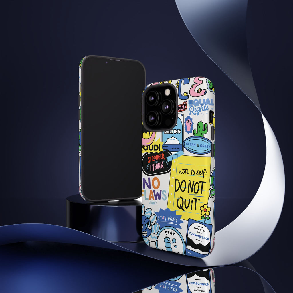 Sticker Collage Phone Case — Motivational "Do Not Quit" Protective Cover
