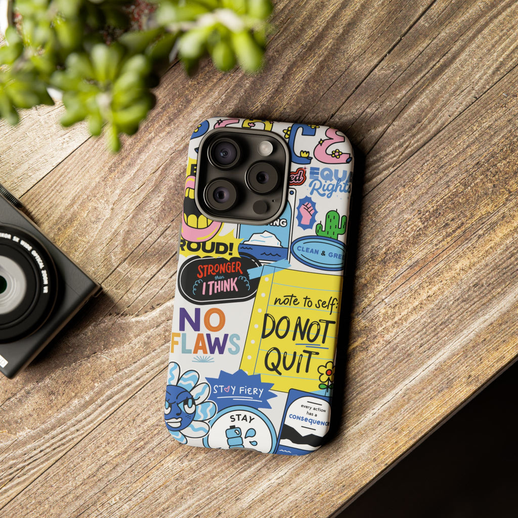 Sticker Collage Phone Case — Motivational "Do Not Quit" Protective Cover