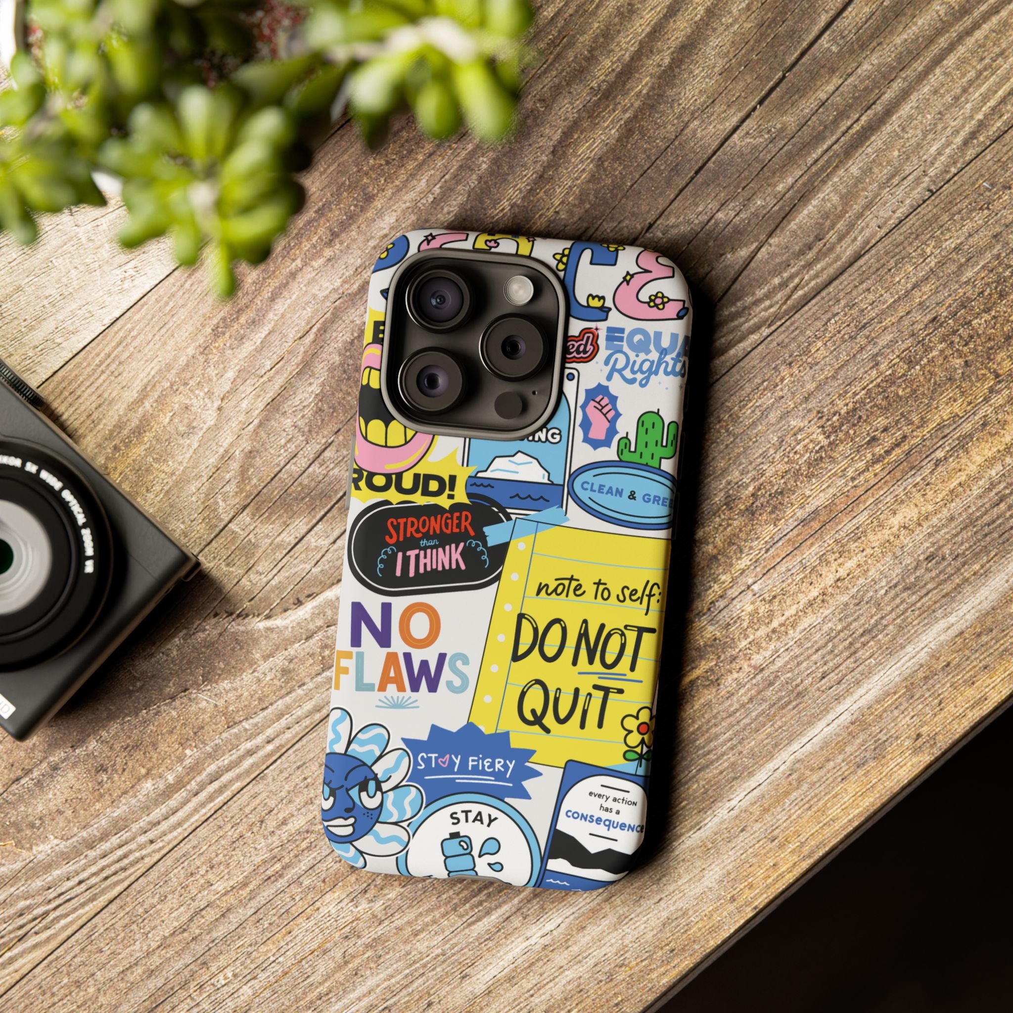 Sticker Collage Phone Case — Motivational "Do Not Quit" Protective Cover
