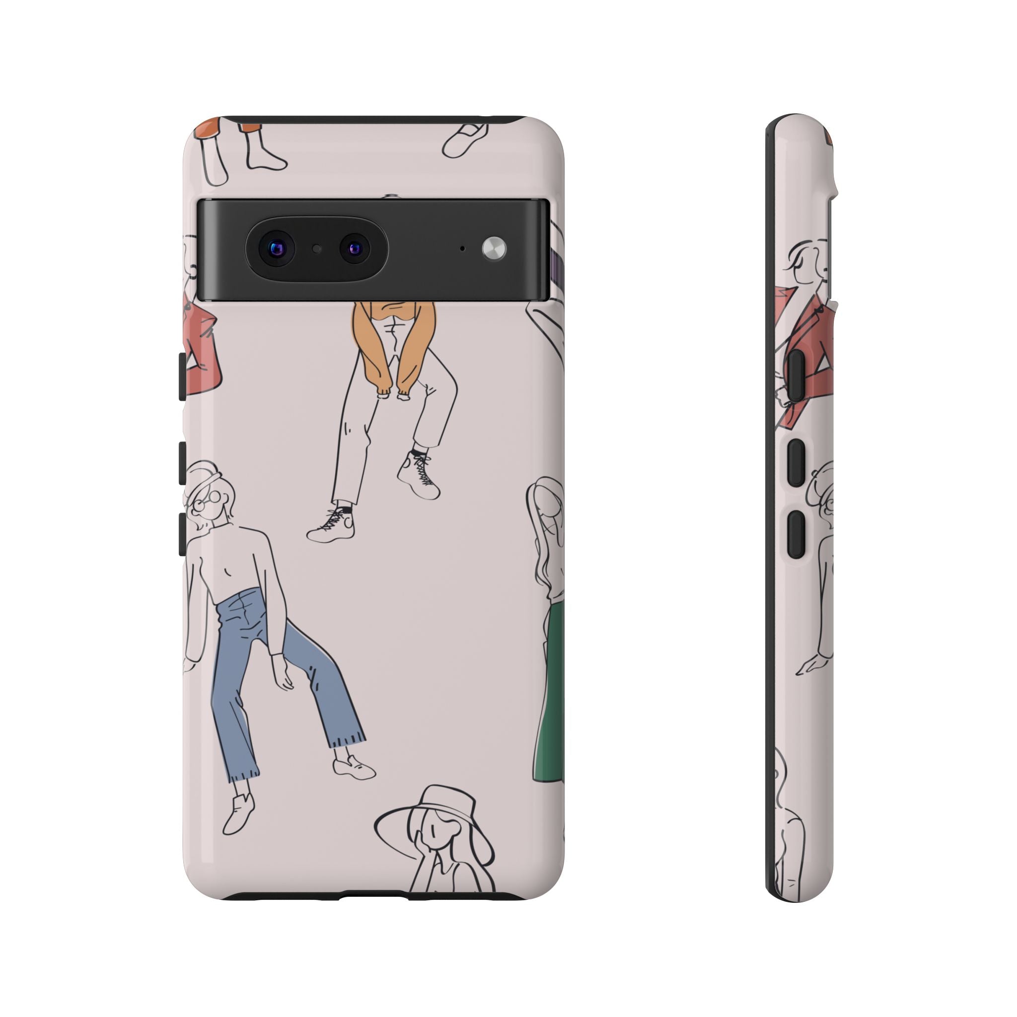 Dancing Women Pattern Phone Case — Chic Pastel Protective Phone Cover